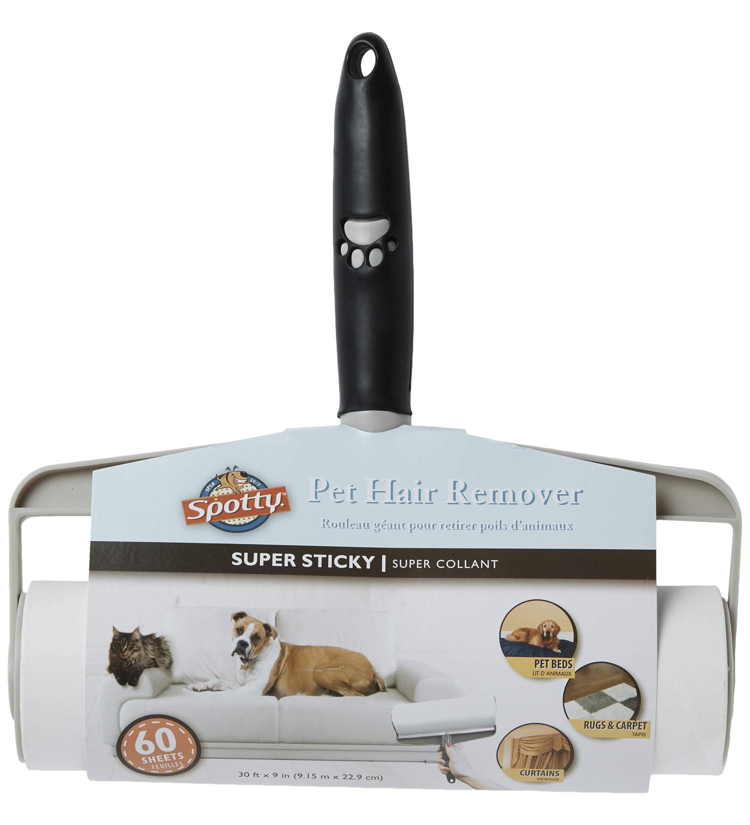 Spotty Supersize Extra Sticky Lint Roller for Pet Hair - 60 Sheets Black | Effective Cat & Dog Hair Remover for Clothes & Furniture | International Shipping Available - Buy Online on SooperMarket.com