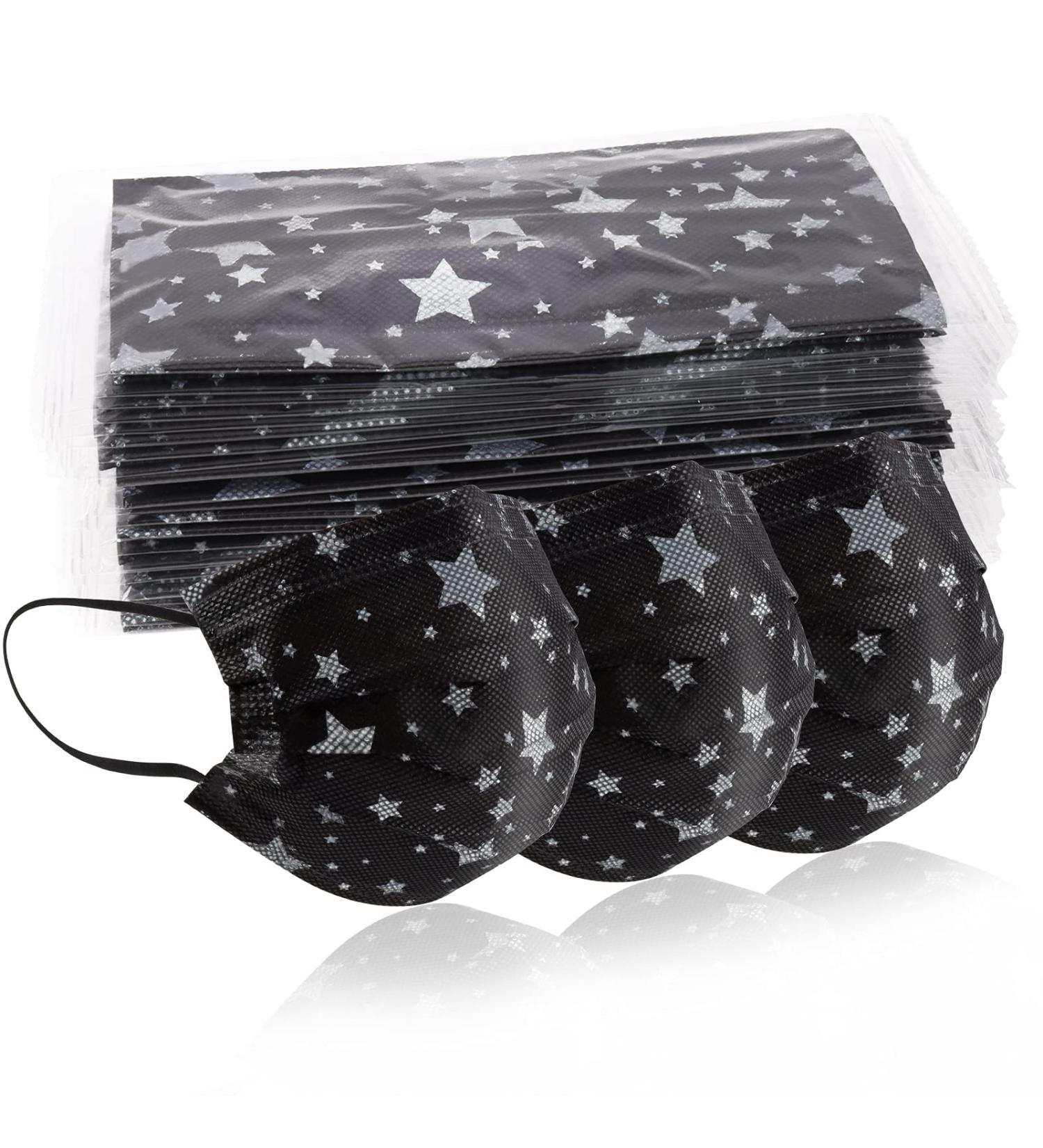 Sooqoo 50 Pack Disposable Printed Face Mask - Individually Packaged Black/Gray - Buy Online on SooperMarket.com