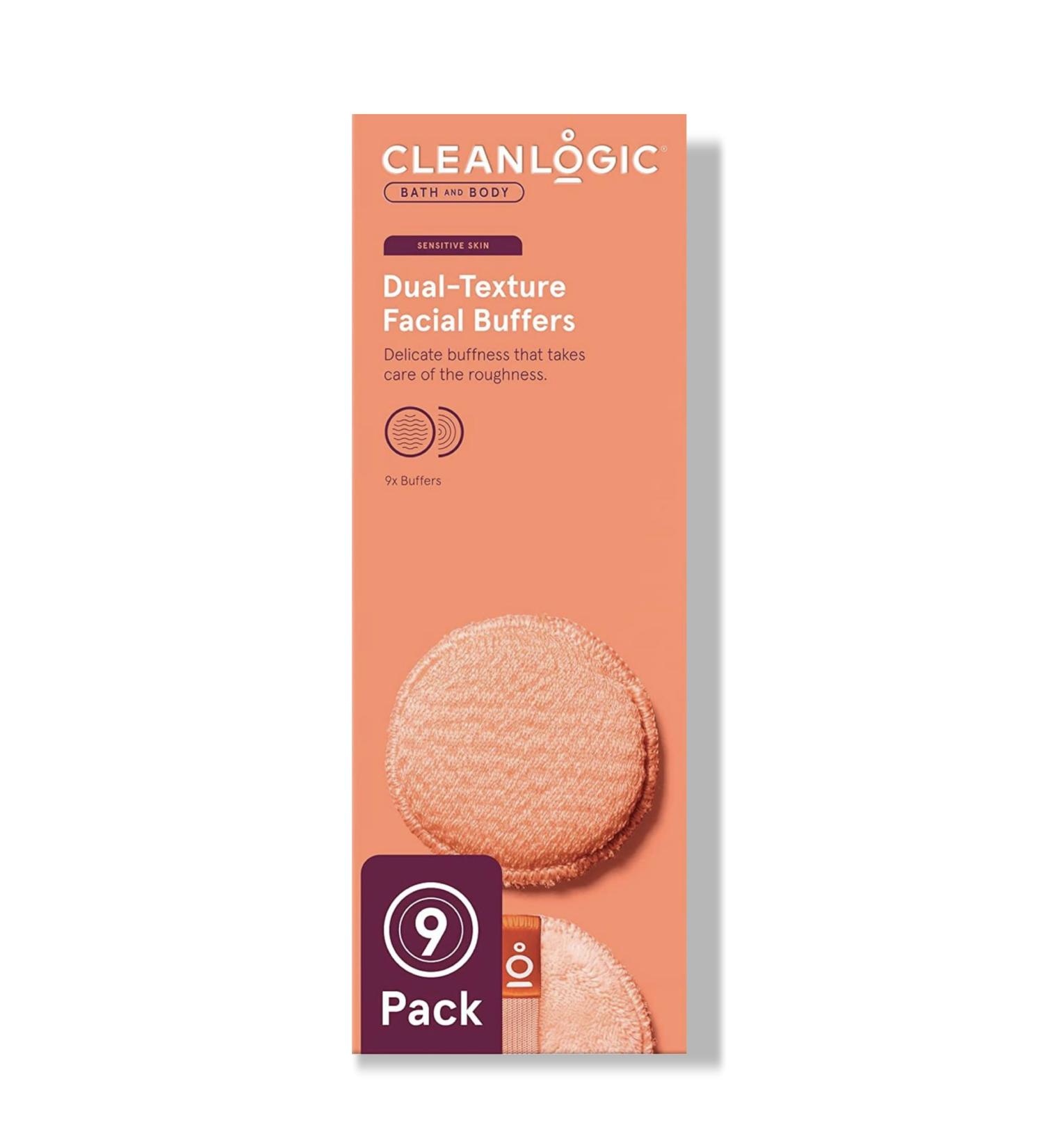 Cleanlogic Dual-Texture Facial Buffers for Sensitive Skin - Makeup Remover & Exfoliator | Vegan-Friendly - Pack of 9 - Buy Online on SooperMarket.com