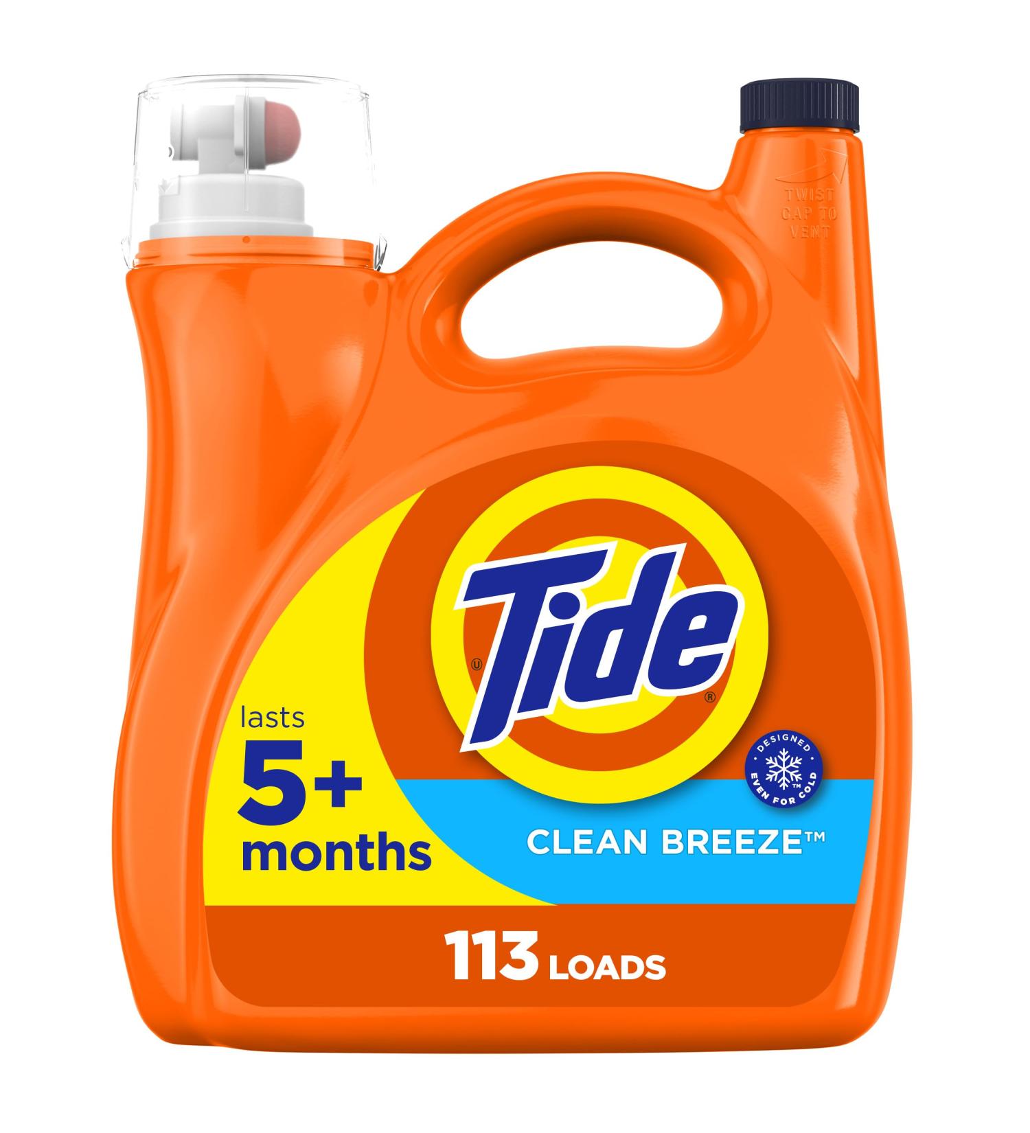 Tide Liquid Laundry Detergent - HE Compatible Clean Breeze Scent 113 Loads 149 fl oz - International Shipping Available - Buy Online on SooperMarket.com