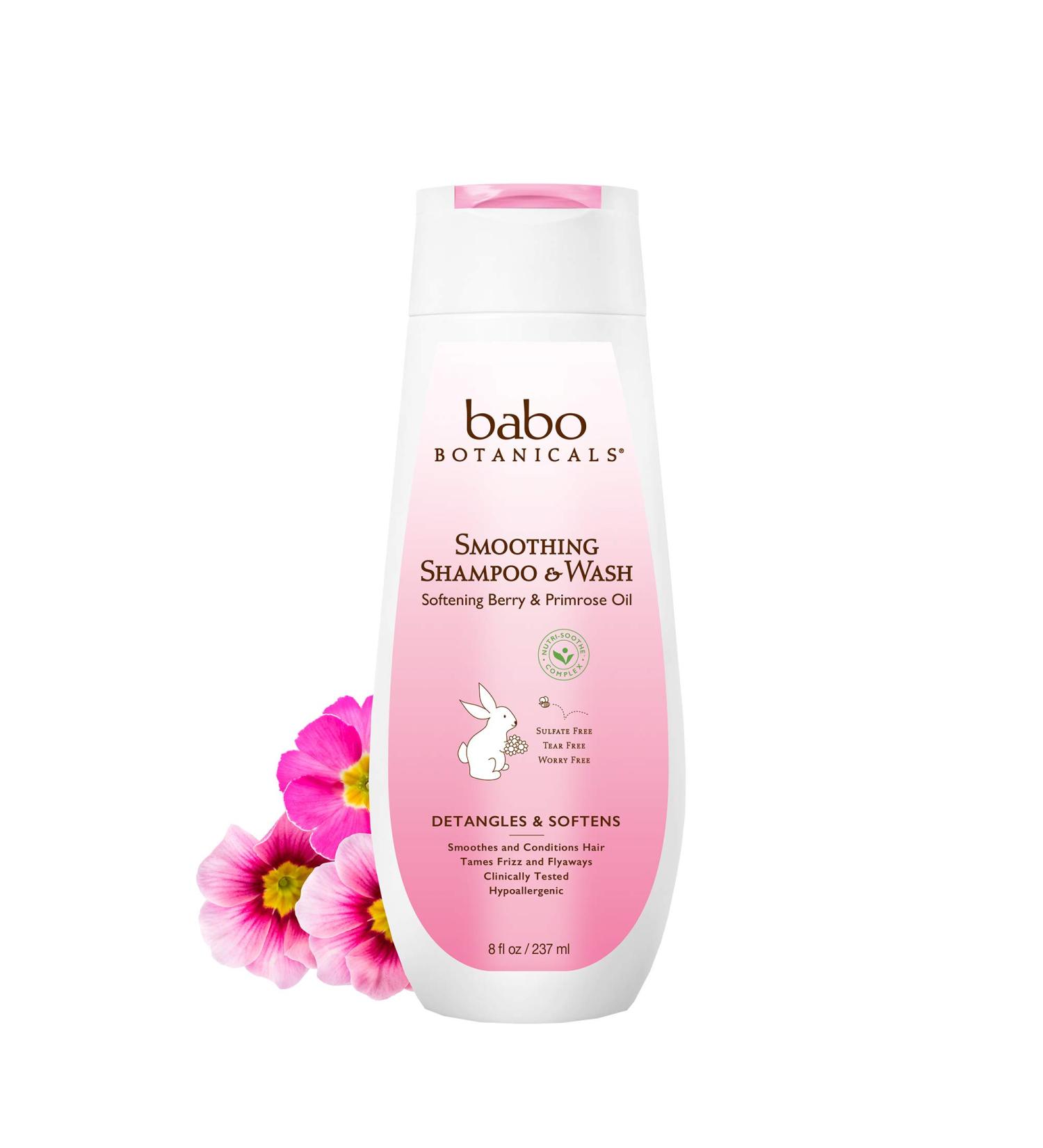 Babo Botanicals Smoothing 2-in-1 Shampoo & Wash - Berry Primrose (8 Fl Oz) - Gentle & Nourishing Cleansing - Buy Online on SooperMarket.com