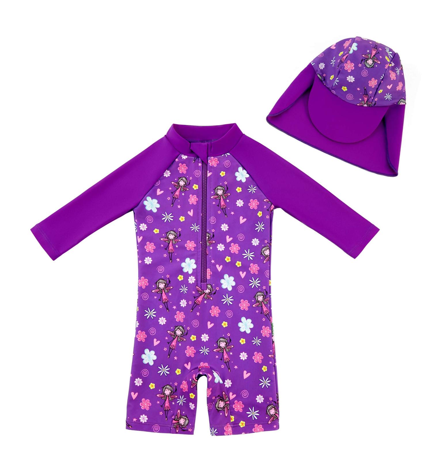 UPF 50+ Baby Girl One Piece Swimwear Suits with Sun Hat - Toddler Swimsuits 9-12 Months Purple - Buy Online on SooperMarket.com