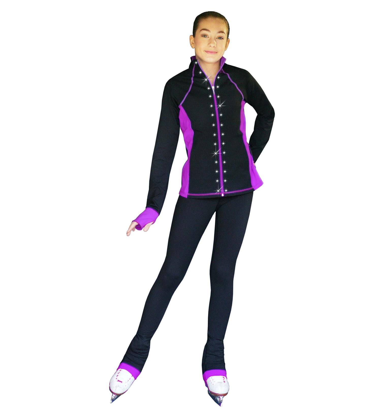 ChloeNoel PS792 3" Waist Band Black/Color Cuffs Elite Pants & Front Pocket & Crystal Block X-Large Purple