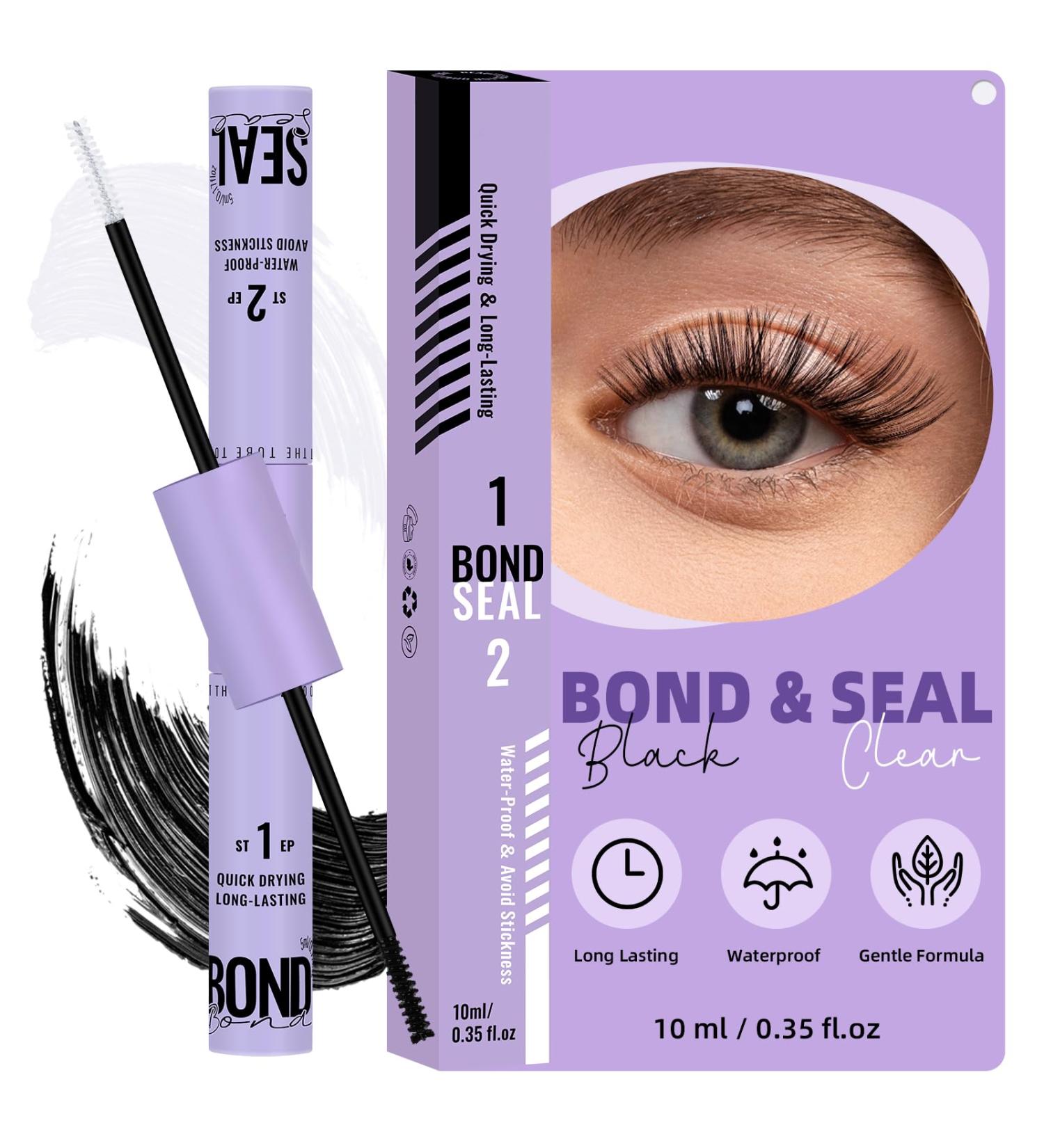 Lash Bond and Seal Waterproof 10ml - Strong Hold Eyelash Cluster Glue | Long Lasting Black Lash Glue for Home Use - Buy Online on SooperMarket.com