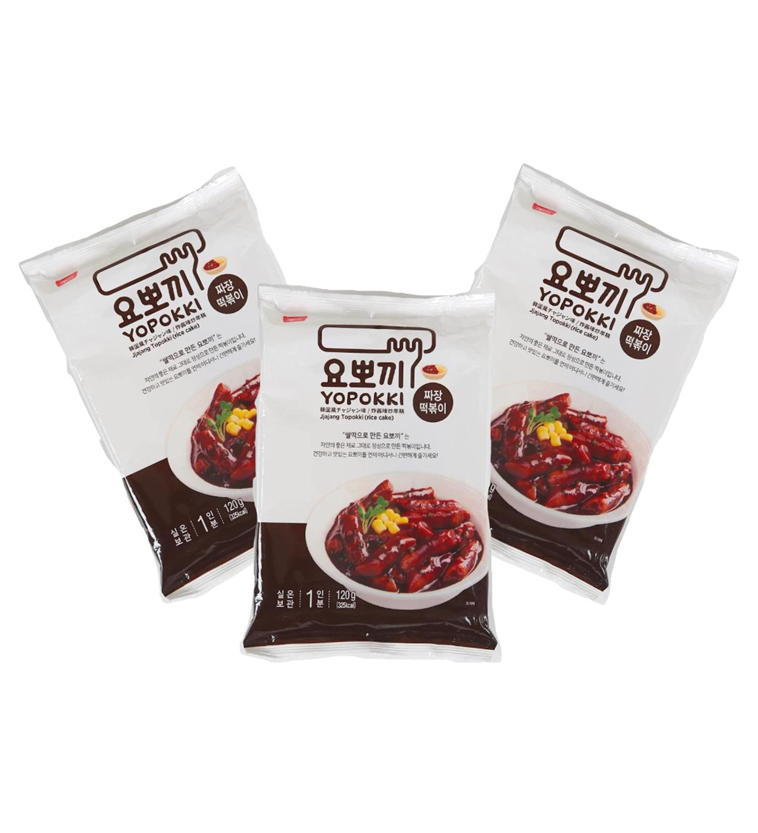 Topokki Rice Cake 3-Pack - Jjajang Korean Instant Rice Cake Pouch (3x120g) - Tteokbokki Black Beans from OG Asia - Buy Online on SooperMarket.com