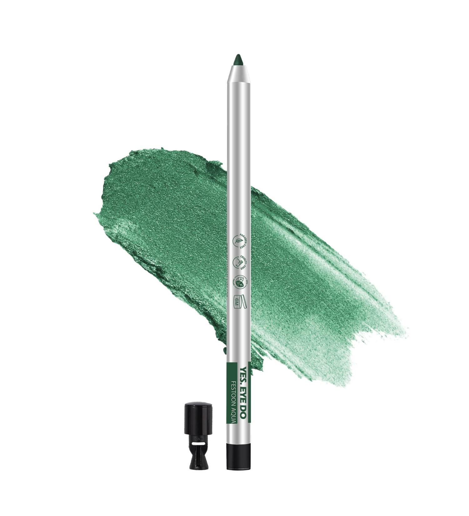 YES.EYE DO Gel Eyeliner Waterproof Smudgeproof Retractable Eyeliner Gel with built-in sharpener Colored Glitter Eyeliner Highly Pigmented and Creamy (Festoon Aqua) - Buy Online on SooperMarket.com