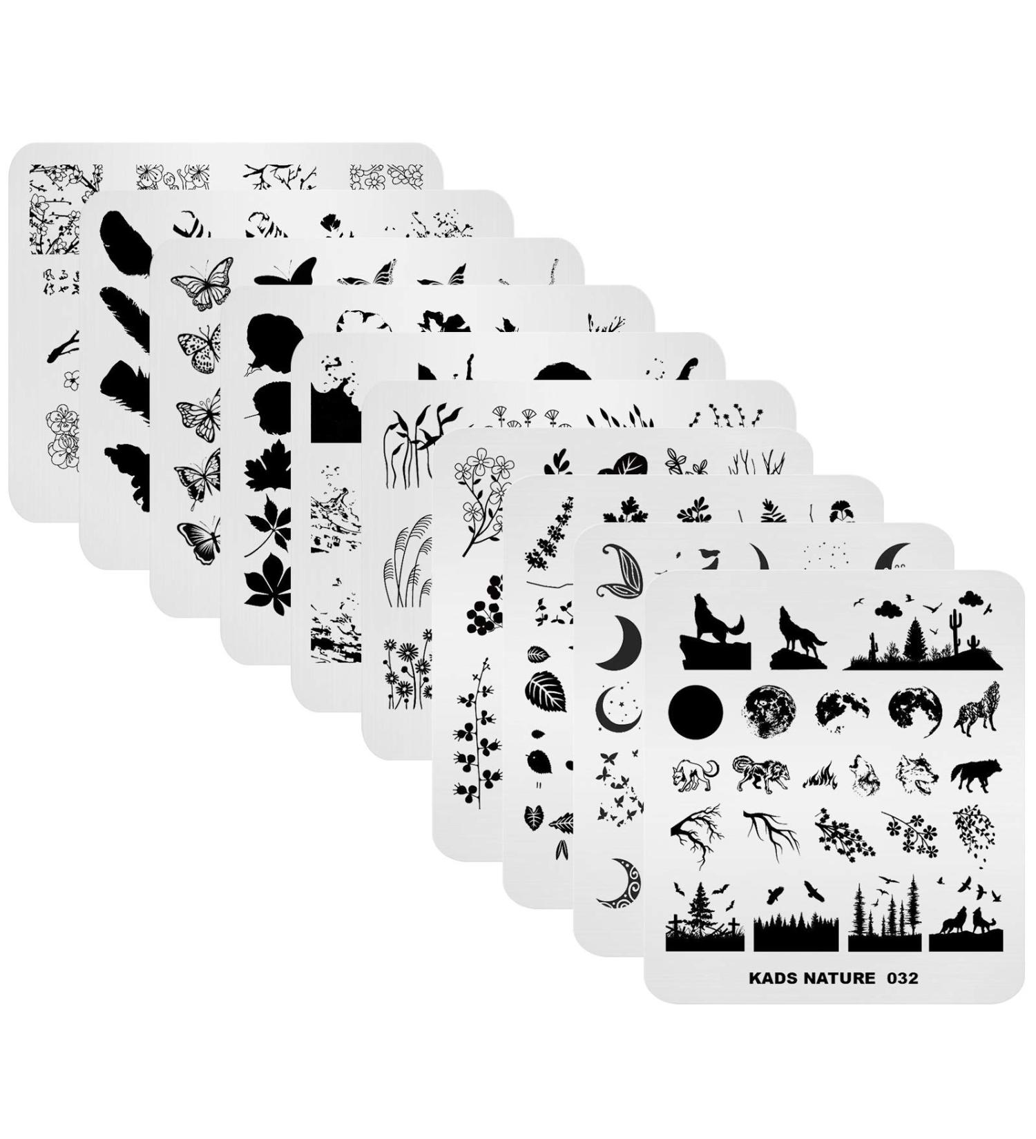 Alexnailart Nature Series Nail Stamping Plates Set - 10 Multi-Pattern Image Templates for Manicure Stencils - Buy Online on SooperMarket.com