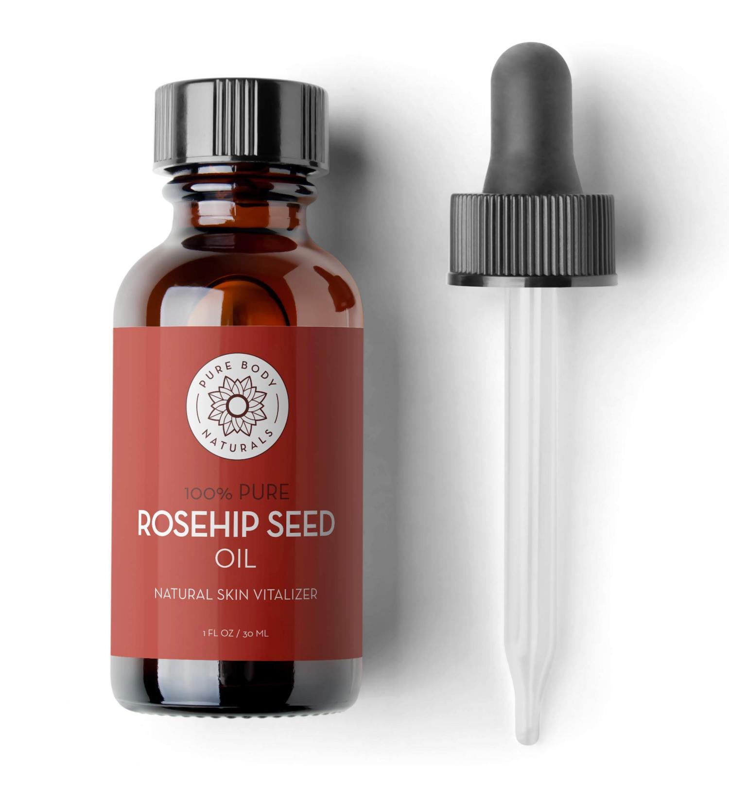 Pure Body Naturals Rosehip Facial Oil 1 fl oz - Cold Pressed & Unrefined - Moisturizes Face, Nails, Hair & Skin - Buy Online on SooperMarket.com