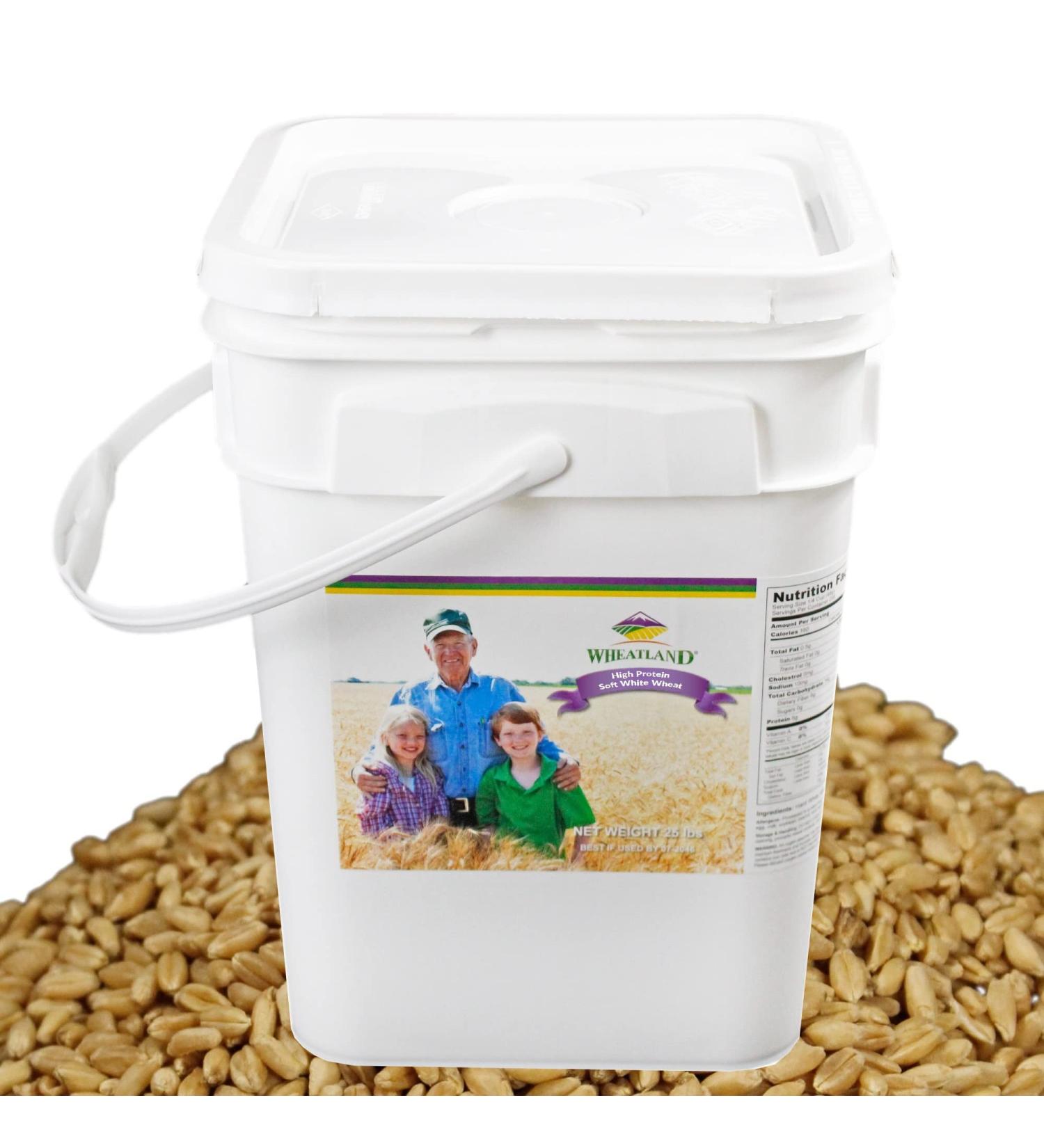 Wheatland Soft White Wheat Berries - Farm Fresh Emergency Food Storage with 25 Year Shelf Life - Non-GMO, Chemical-Free, Premium Quality - Buy Online on SooperMarket.com
