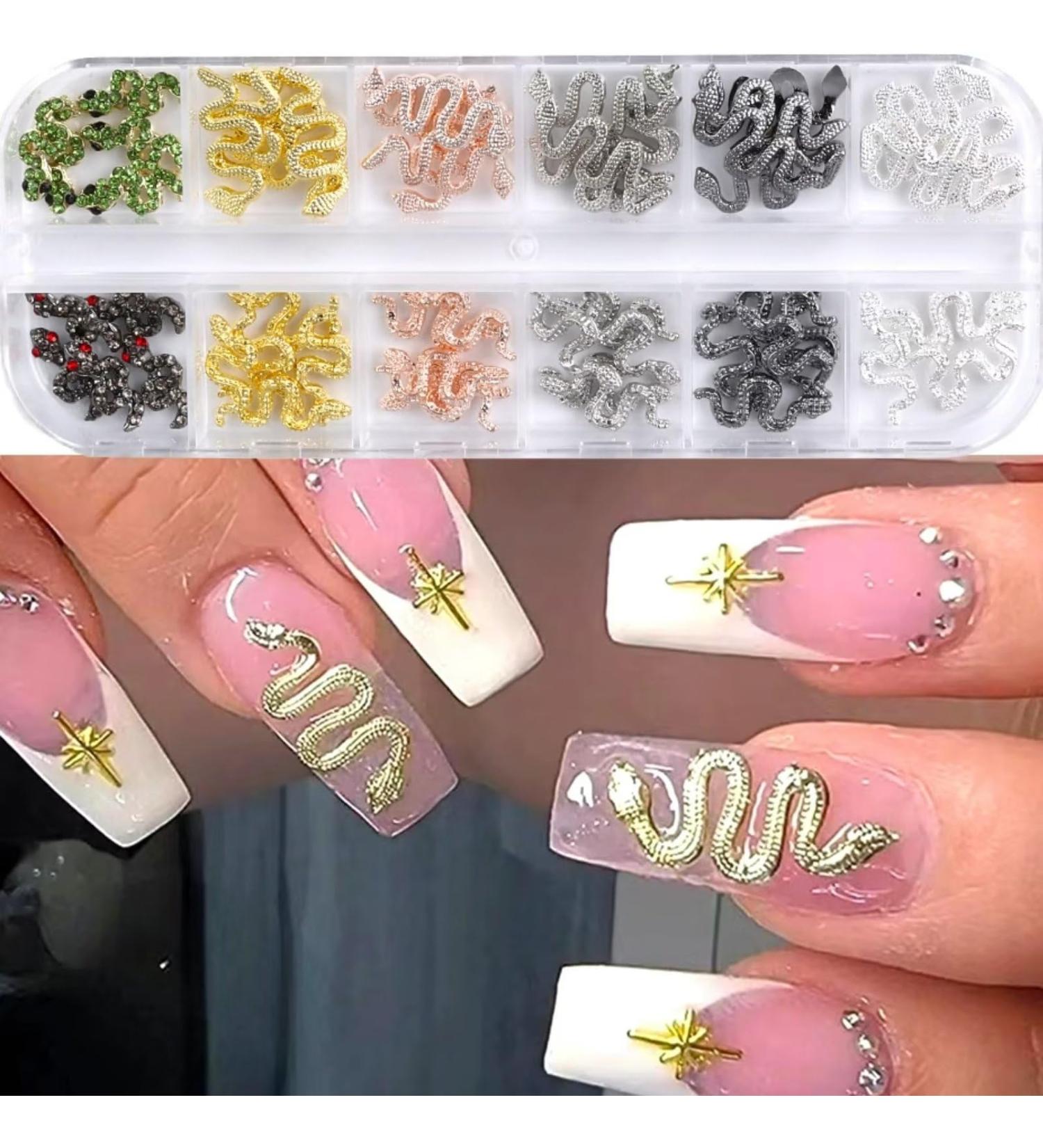 RUNRAYAY 60Pcs snake Luxury Nail Art Rhinestone 3D Dangle Nail Art Charms Crystal Gems Nail Diamond for Girl Women DIY Nail Design Craft Jewelry Making with a Box 5 Styles - Buy Online on SooperMarket.com