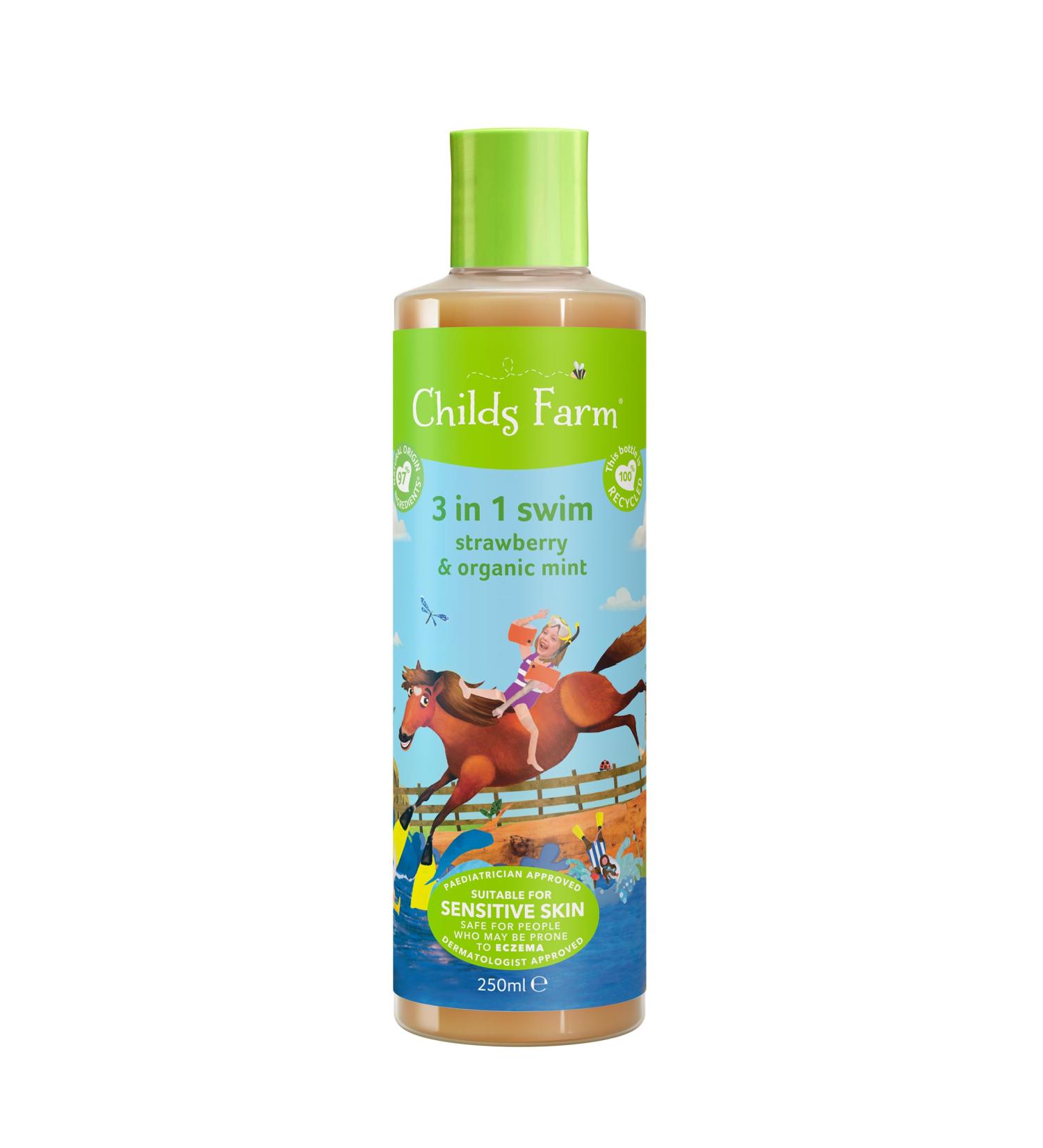 Childs Farm Kids 3 in 1 Swim Body Wash Shampoo & Conditioner - Strawberry & Organic Mint 8.4 fl oz - Ideal for Dry Sensitive & Eczema-Prone Skin - Buy Online on SooperMarket.com