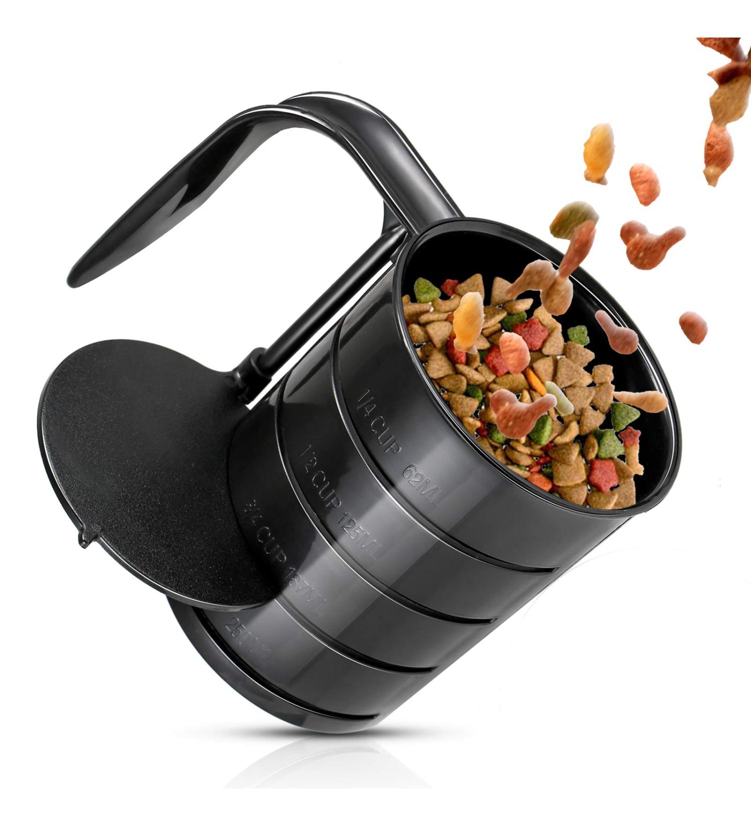 Pet Food Scoop with Measuring Lines - Injection Molded Plastic Cup for Dogs, Cats, Birds - Dishwasher Safe - 1 C, 3/4 C, 1/2 C, 1/4 C - Buy Online on SooperMarket.com