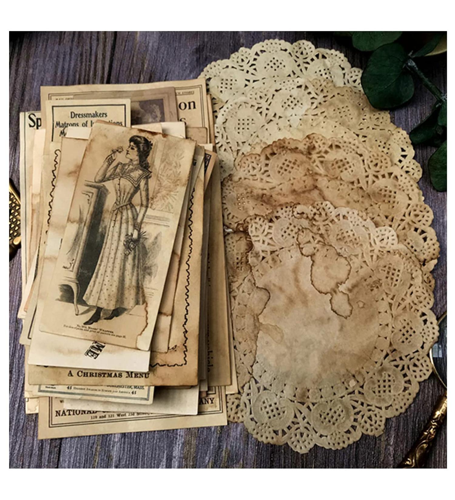 Vilikya Vintage Junk Journal Supplies - Coffee Dyed Decoupage Paper for Scrapbooking and Journaling - 41pcs - Buy Online on SooperMarket.com