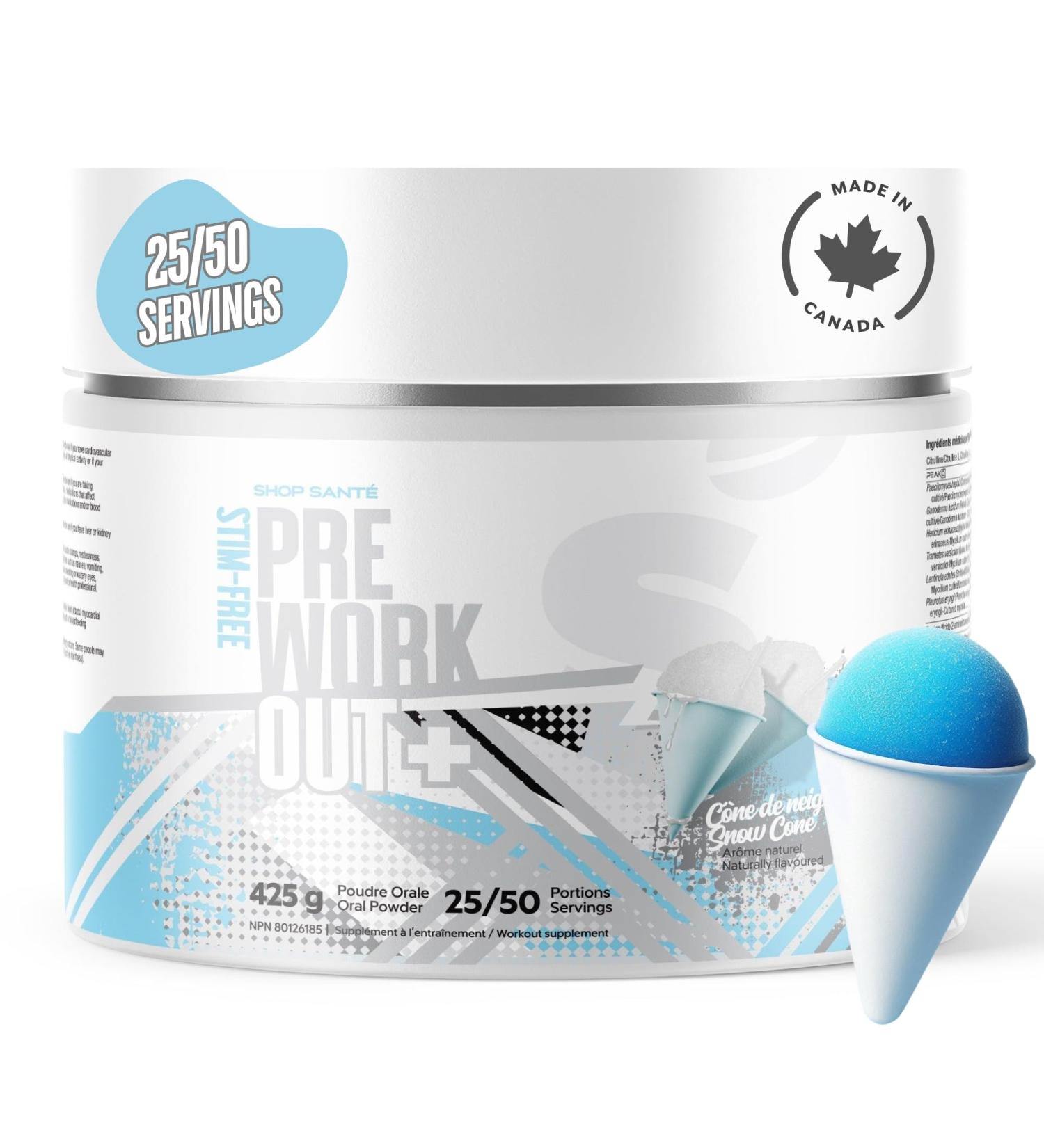 Shop Sante Pre Workout Plus Stim-Free Caffeine-Free EAA/BCAA with L-Arginine Acetyl-L-Carnitine & L- Citruline Amino Acid Supplement 50 Servings Snow Cone - Buy Online on SooperMarket.com