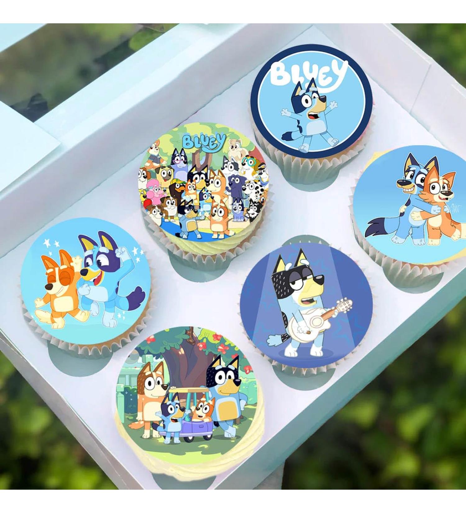 24 x Pre-Cut Bluey 1 Edible Stand up Wafer Paper Cupcake Toppers Cake Decorations Birthday Party Blue Dog Bingo