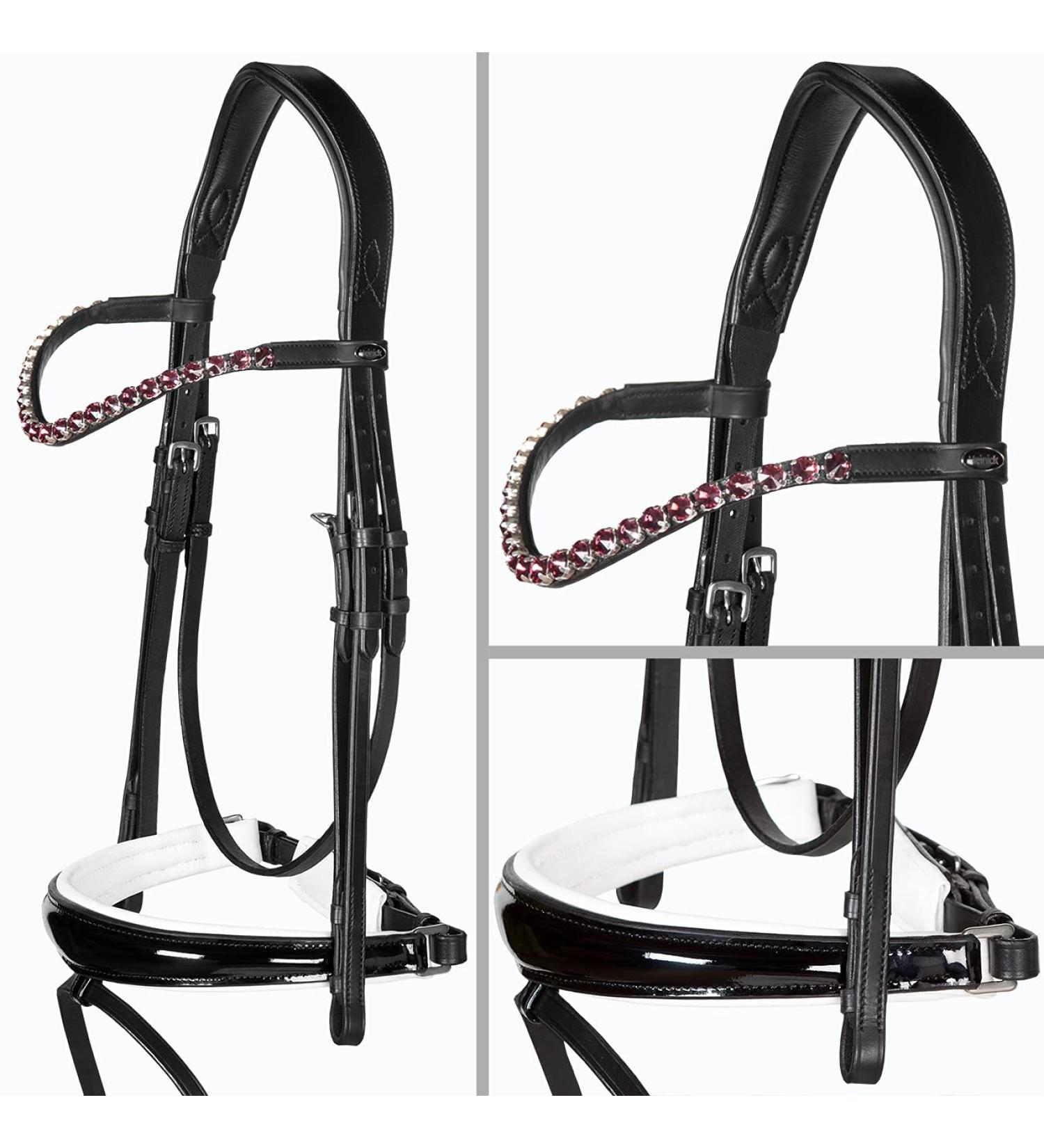 Heinick-Reitsport bridle anatomical Performance white lacquer conical RH bridle hook Warmblood Selection (Glow-Berry)