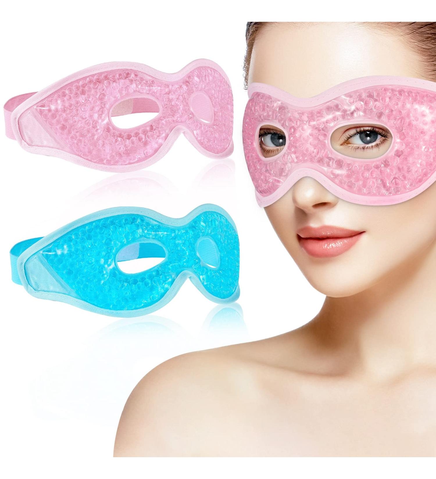 Heyu-Lotus Cooling Eye Mask - 2 Reusable Gel Masks for Dark Circles Swollen Eyes & Migraine Relief (Pink) - Buy Online on SooperMarket.com