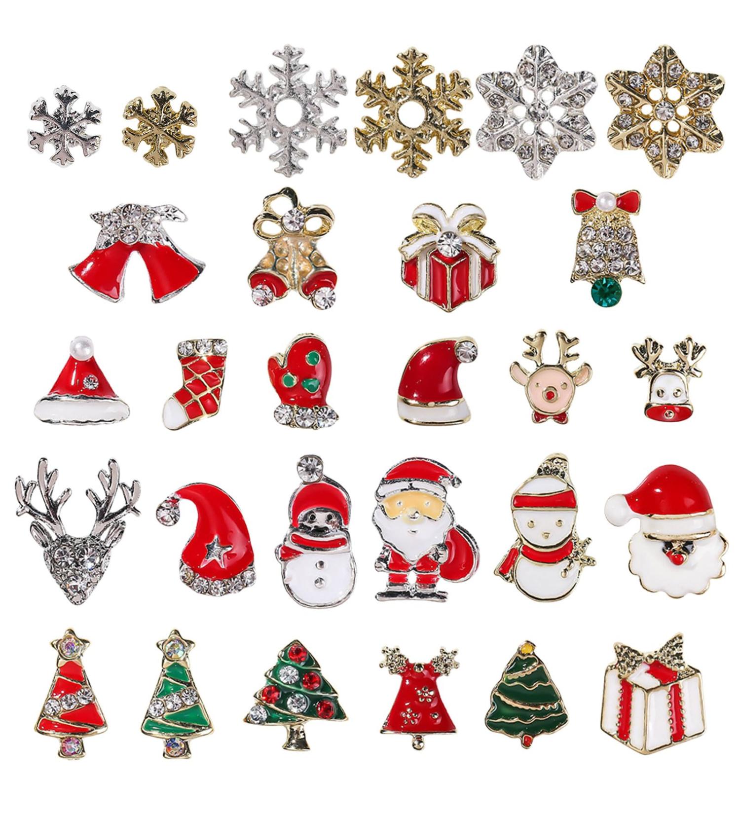 3D Christmas Nail Art Charms 28 Pcs - Metal Nail Studs, Rhinestones & Gems for DIY Nail Decorations - Multi-Colored A - Buy Online on SooperMarket.com