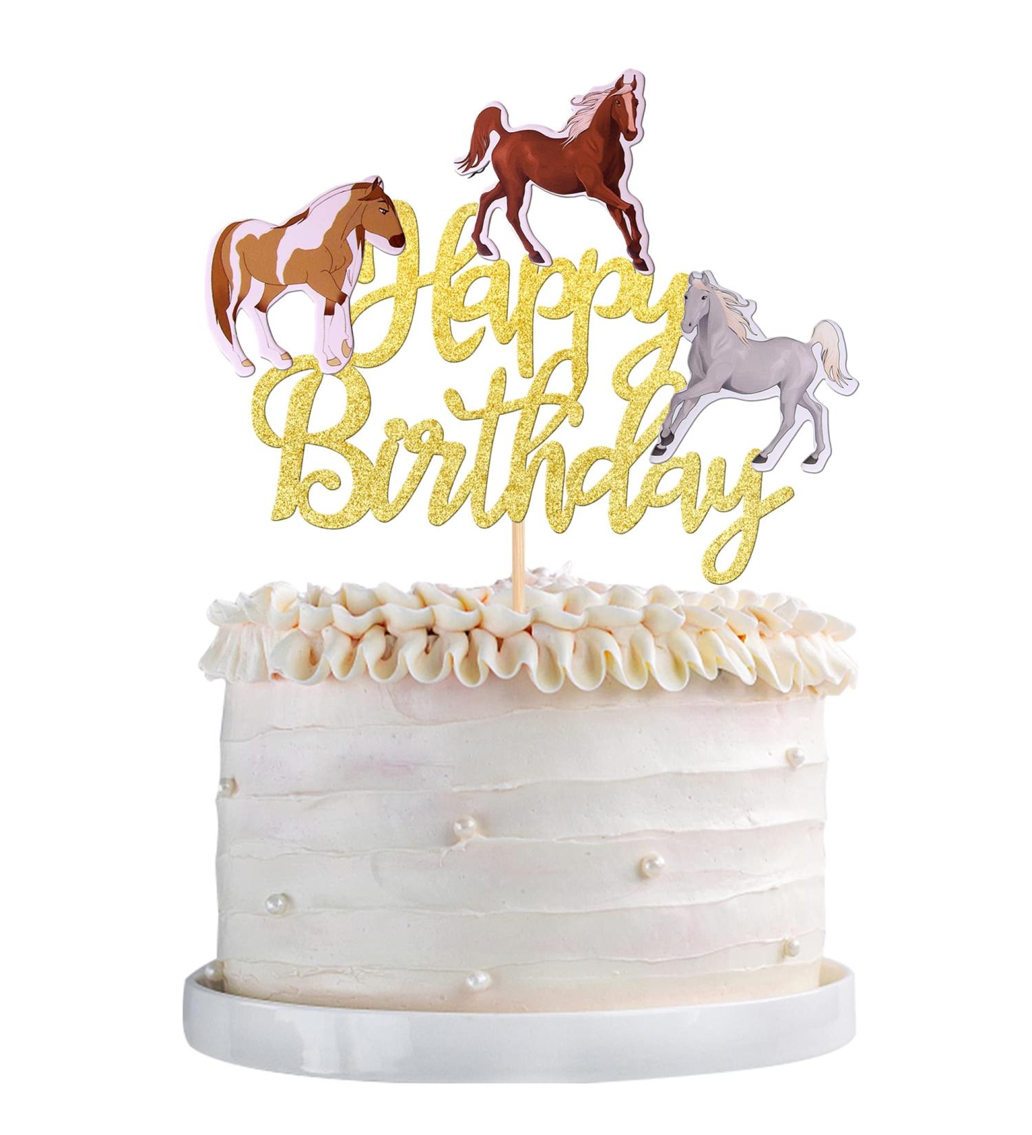 1 piece of horses birthday cake topers wild animal muffin tortendendeko horse cake decoration birthday decoration horses tortendeco for baby shower birthday topic party cake decorations gold horse-gold Happy birthday