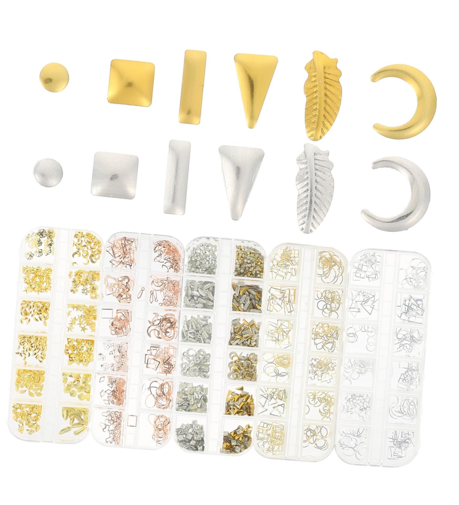 WOFASHPURET 5 Boxes Metal Nail Decoration Nail Art Supplies Nail Art Decor Nail Craft Decors Nail Charm Glue Rhinestone for Nails Nail Art Studs Diy Nail Charms Nails Gems Suite Hollow Out - Buy Online on SooperMarket.com