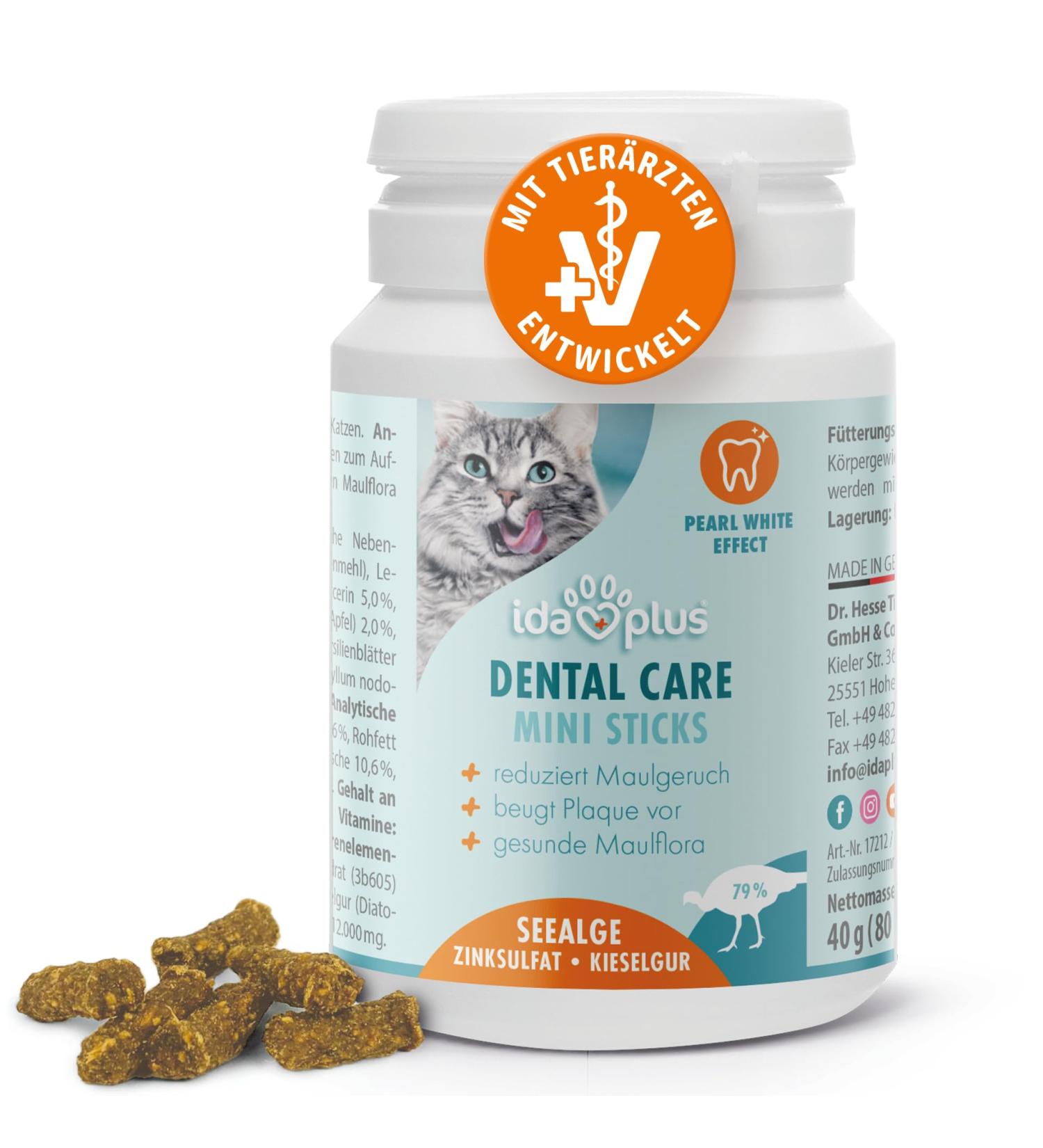 Ida Plus Dental Care Mini Sticks for Cats - Anti-Plaque Treats Freshens Breath Cleans Teeth - 80 Delicious Pieces - Buy Online on SooperMarket.com