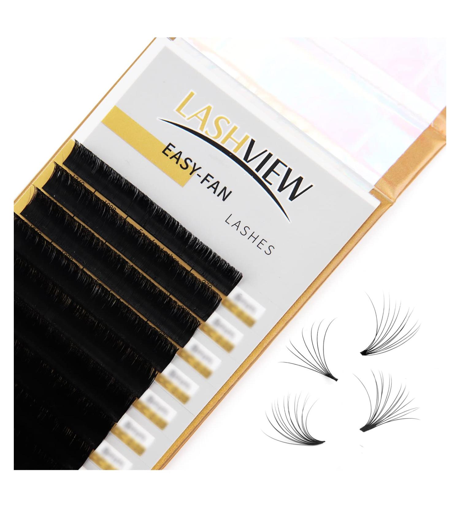 Premium LASHVIEW CC Curl 0.03mm Eyelash Extensions | 8-15mm Mixed Lengths | Faux Mink Russian Volume Lashes | Professional Salon Use - Buy Online on SooperMarket.com