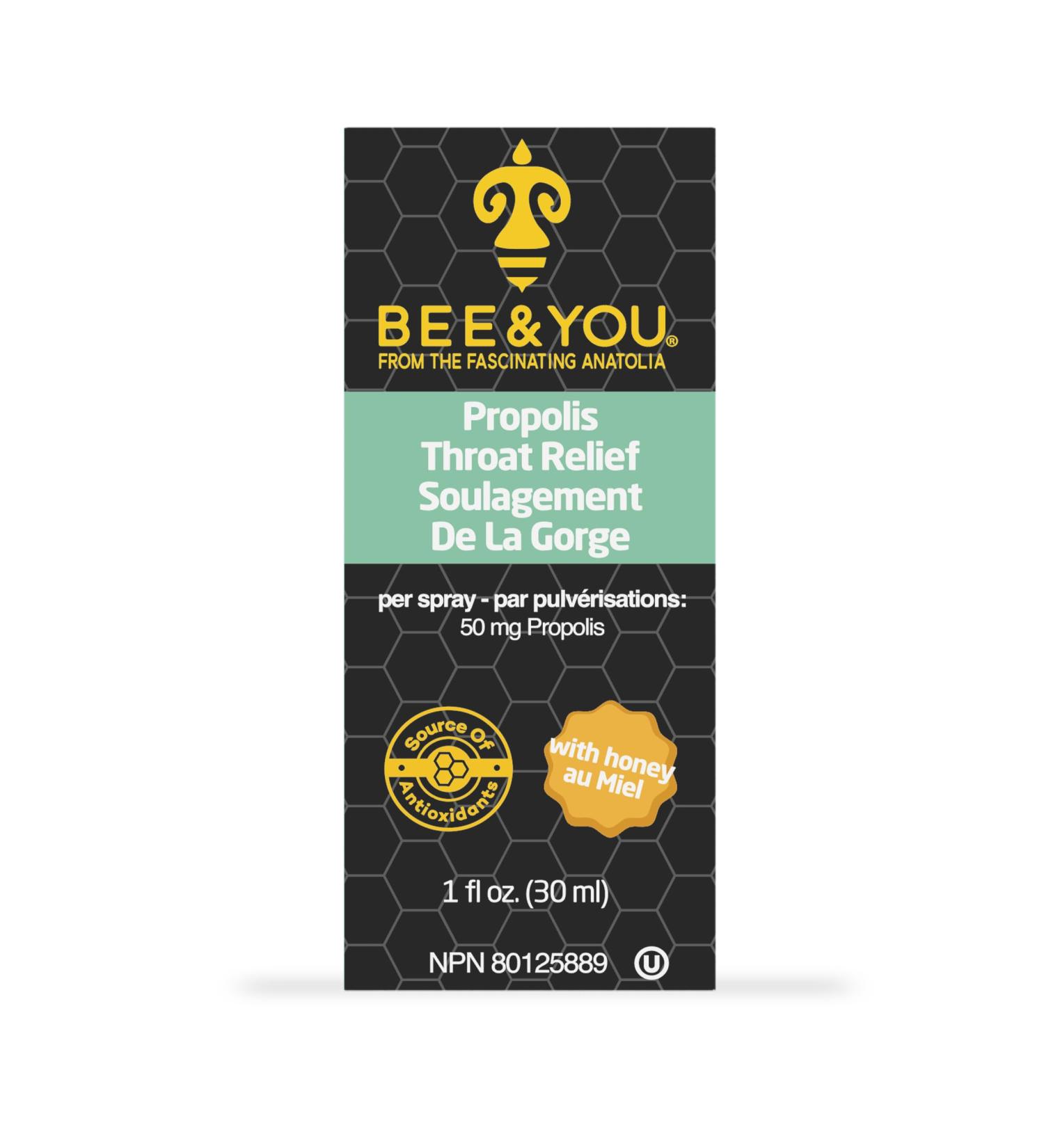 BEE and YOU Propolis Throat Spray - 300 mg Bee Propolis per day - Natural Immune Support Sore Throat Relief Antioxidants Keto Paleo Gluten-Free 1 Fl Oz (30 ml) (Propolis) - Buy Online on SooperMarket.com