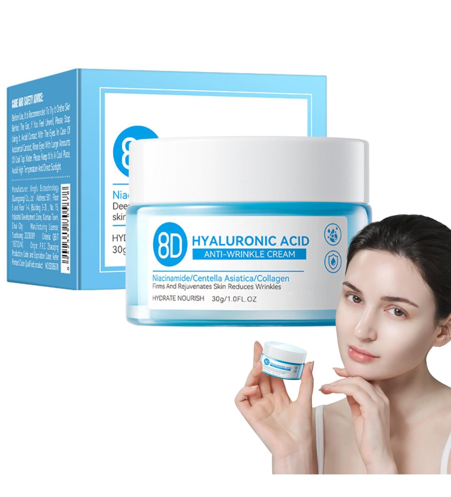 Hyaluronic Acid Anti-Wrinkle Cream Hyaluronic Acid Moisturiser Face Women & Men Anti Aging Face Cream Face Moisturiser For Mature & Young Skin Hydrate Smooth Dry Skin - Buy Online on SooperMarket.com