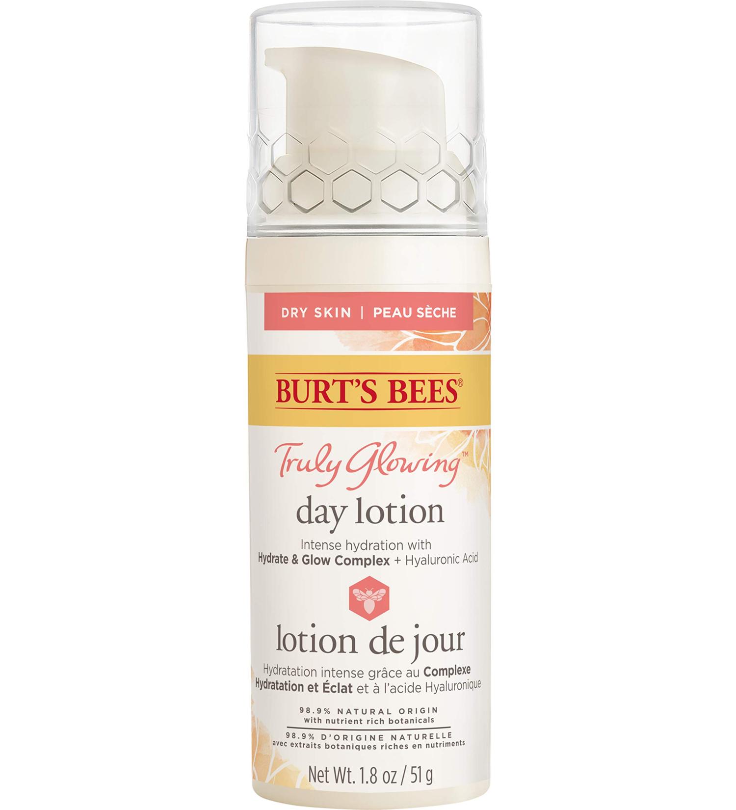 Burt's Bees Truly Glowing Hydrating Daily Face Lotion Face Cream Moisturizer for Dry Skin with Hyaluronic Acid 98.9% Natural Origin Developed with Dermatologists 51g Day Lotion for Dry Skin - Buy Online on SooperMarket.com