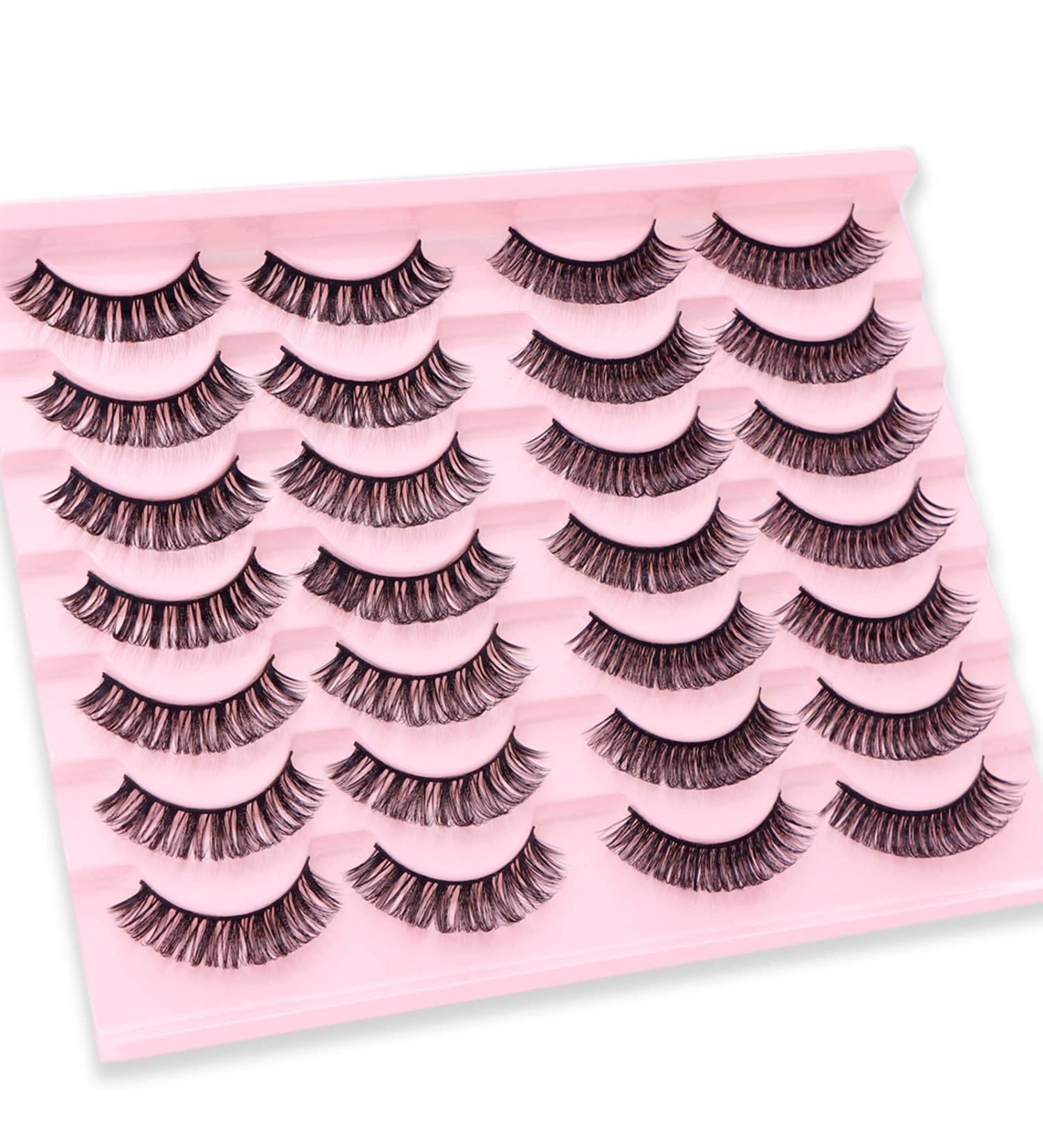 Russian False Eyelashes - Natural D Curly Strip Lashes for Parties, Weddings, Birthdays - 14 Pairs - Buy Online on SooperMarket.com