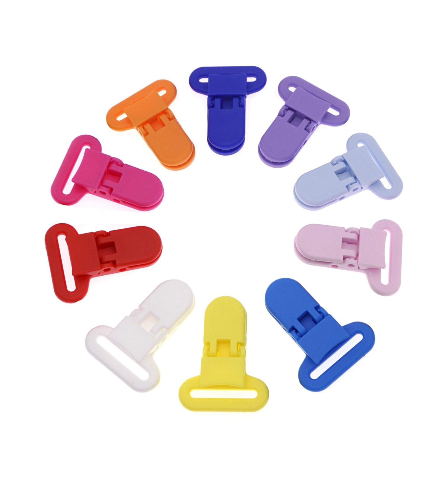 Sutoyuen 20pcs Plastic Pacifier Clips Holders - Ideal for Teething Toys, Baby Blankets, and Bib Leash - Fits 25mm Ribbon - Buy Online on SooperMarket.com