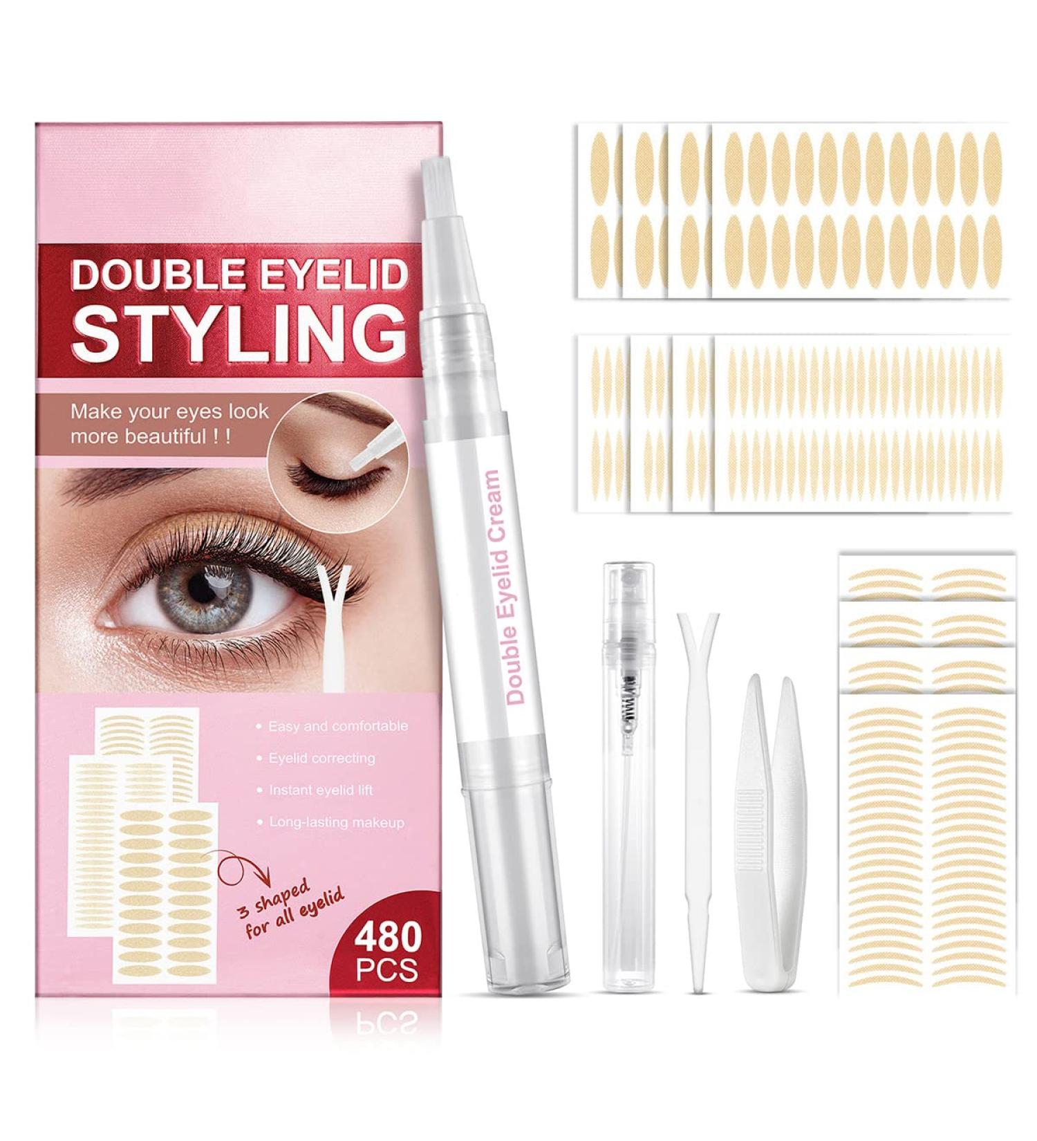 Invisible Double Eyelid Tape for Hooded Eyes - 480 Pcs, 3 Sizes - Instant Eyelid Lift Strips for Droopy Lids - Buy Online on SooperMarket.com