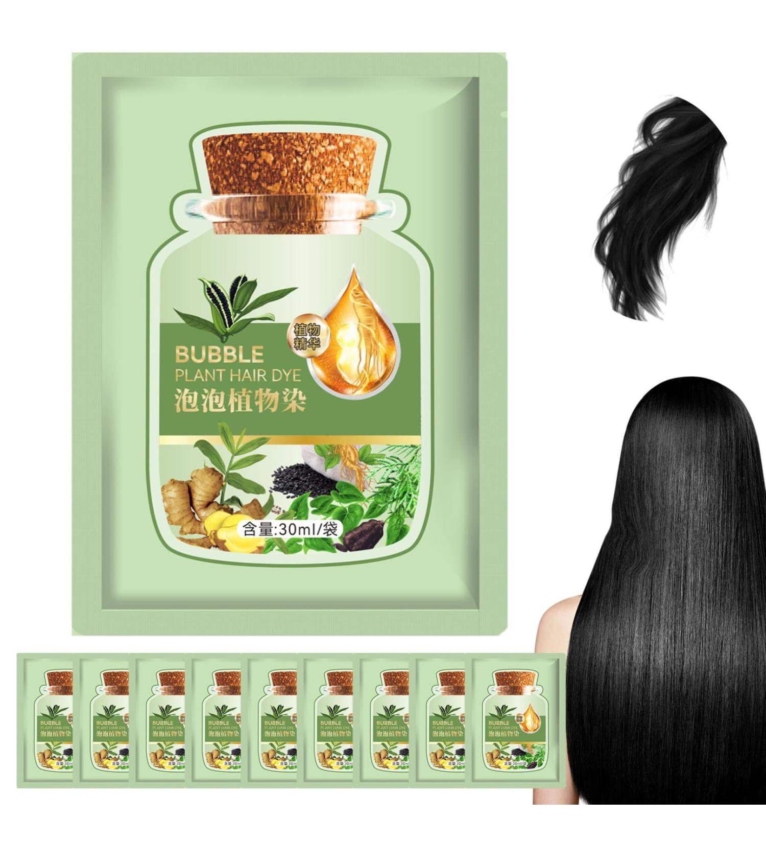 10Pcs Natural Black Bubble Hair Dye | Long-lasting Plant-Based Hair Coloring | Mild & Refreshing 30ml Hair Care Solution - Buy Online on SooperMarket.com