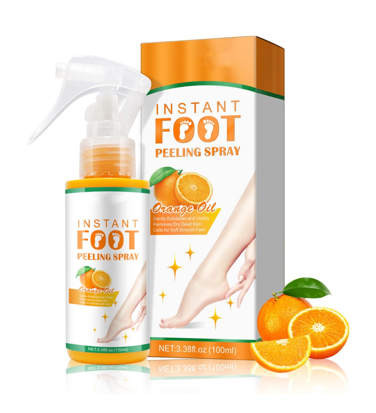 Tongyend Foot Peel Spray Foot Mask Orange Oil Instant Hydrating Nourish Foot Peeling Spray Exfoliator For Cracked Rough Heels & Calluses on Feet Elbows Toes Fingers (Orange) - Buy Online on SooperMarket.com