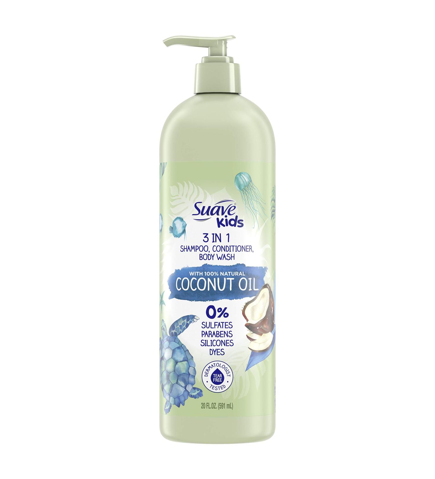 Suave Kids 3 in 1 Shampoo, Conditioner, Body Wash with Coconut Oil - Tear-Free & Moisturizing - 20 oz - Buy Online on SooperMarket.com