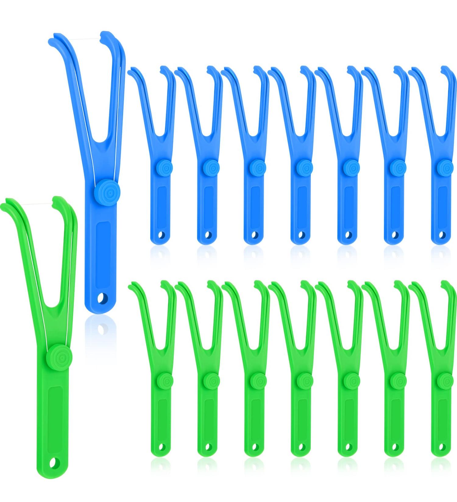 Chengu 16 Pieces Reusable Dental Floss Holder Set - Eco-Friendly Flossmate Handles for Effective Oral Care (Blue Green) - International Shipping Available - Buy Online on SooperMarket.com