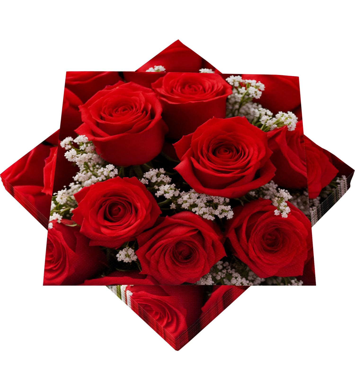 HEKU 100 napkins 3-layer 33x33cm red roses I absorbous and practically packaged I wide selection I ideal for special occasions 33x33cm red roses