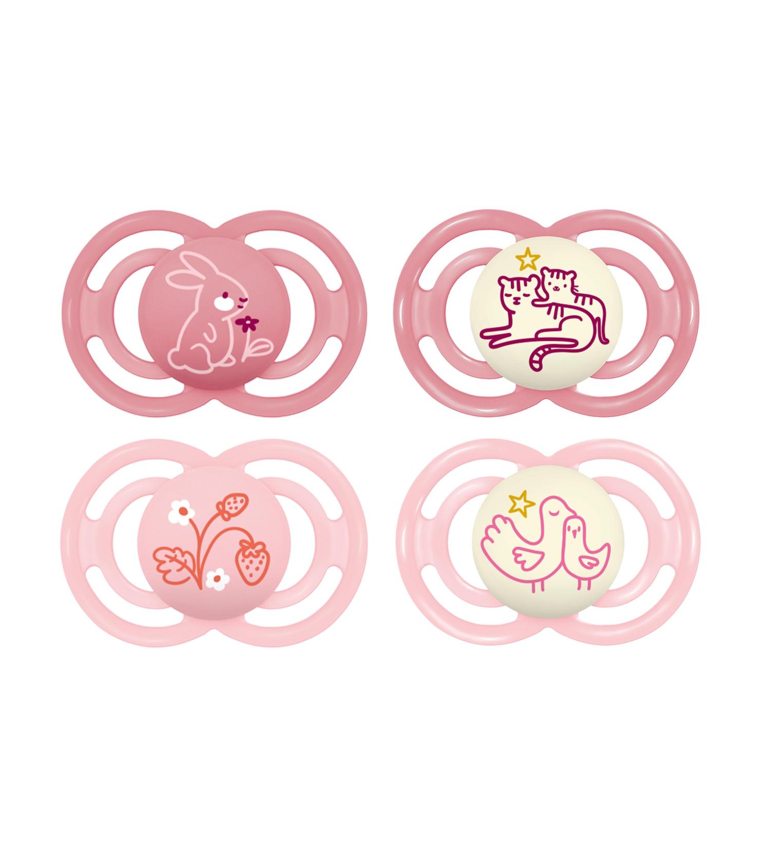 Buy Mam Perfect Day & Night Pacifiers 4-Set - Glow in Dark Tooth-Friendly Eco-Friendly with Box | Ideal for 16+ Months - Rabbit Flower Bird Designs - Buy Online on SooperMarket.com