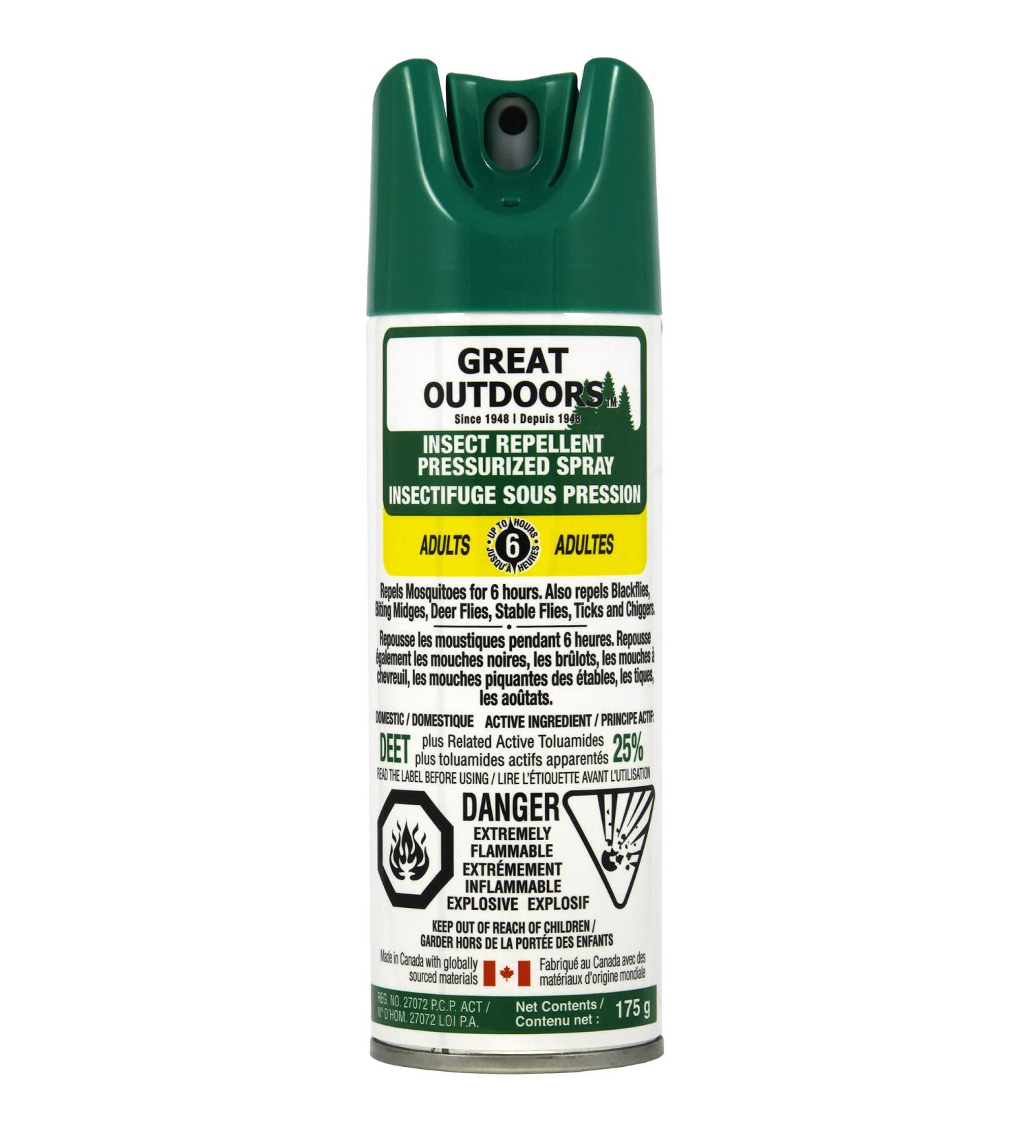 Great Outdoors Insect Repellent Spray - 175 G Aerosol 25% Deet - Adults 175 Gram