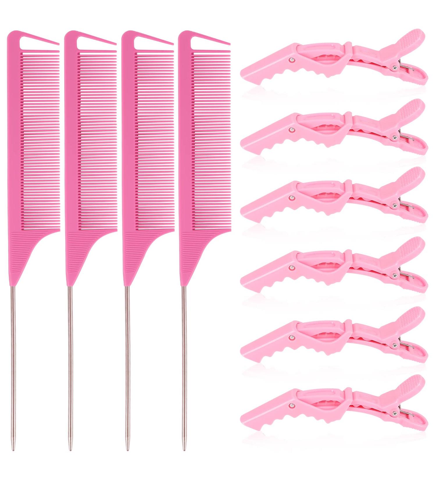 10Pcs Rat Tail Combs Set - Hair Parting Comb, Alligator Styling Clips, Carbon Fiber Teasing Combs - Salon/Home Stylist Braiding Tools - Heat Resistant - 10Pcs/Set(B) - Buy Online on SooperMarket.com