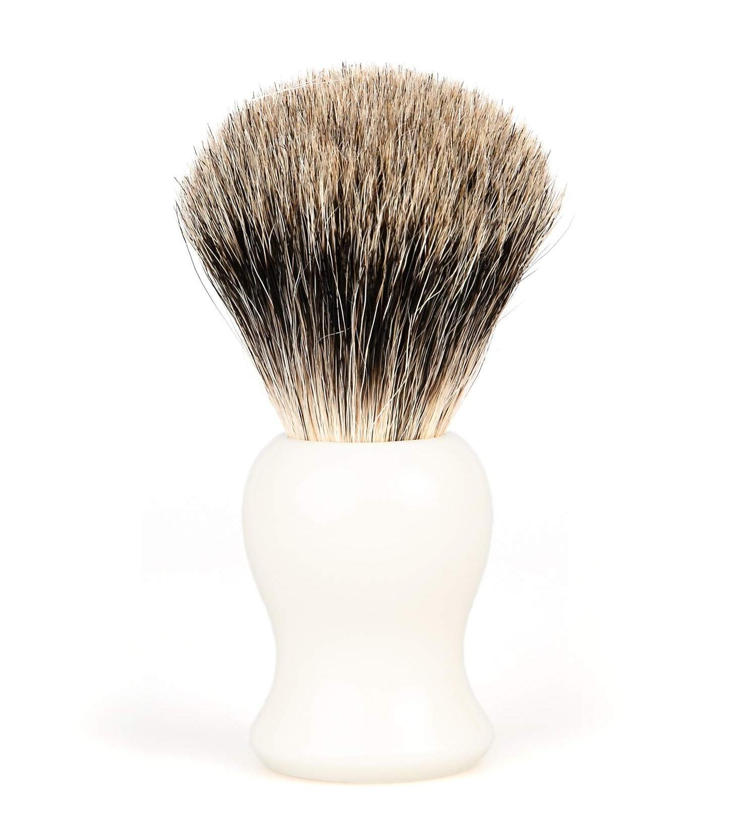 Fendrihan Classic Pure Grey Badger Shaving Brush with Resin Handle for Personal and Professional Shaving (Ivory) White
