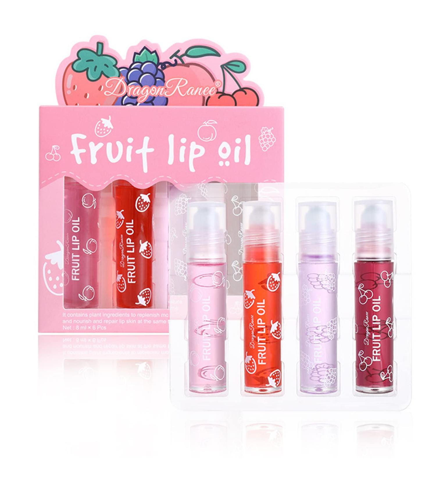 AWCCXMYM 4Pcs Roll On Lip Oil Plumping Hydrating Lip Gloss Set - Moisturizing Lip Care Kit for Natural Shiny Lips - Buy Online on SooperMarket.com