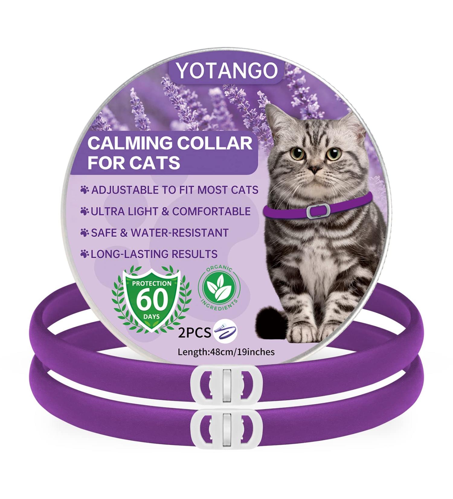 Calming Collar for Cats - Anxiety Relief and Natural Calm Treatment - Adjustable, Waterproof, Pheromone-Infused - 2 Pcs Purple - 60 Day Supply - for Kittens and Medium to Large Cats - Buy Online on SooperMarket.com
