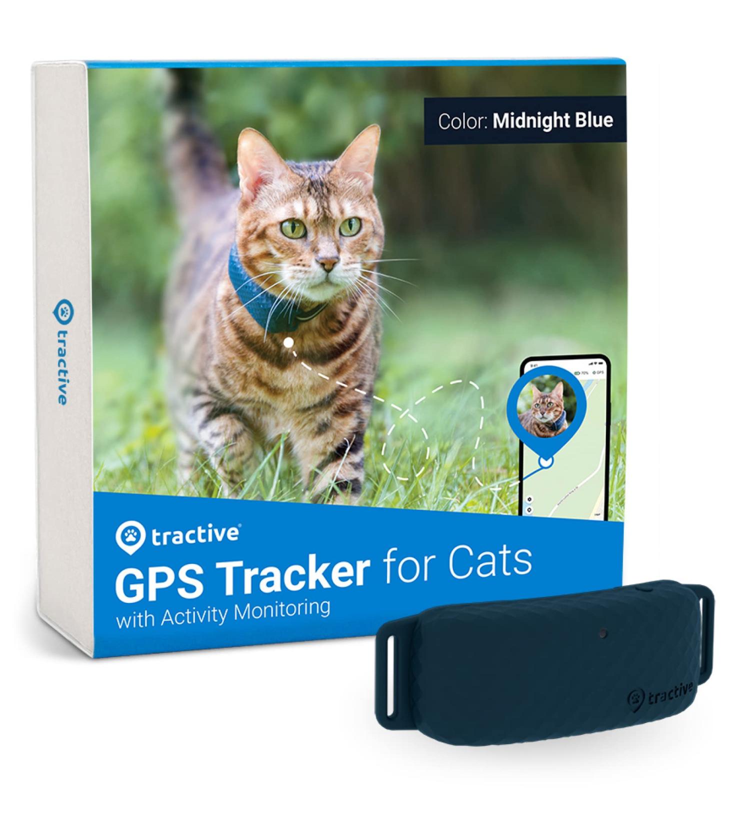 Tractive Waterproof GPS Cat Tracker - Dark Blue | Unlimited Range & Activity Monitoring - Buy Online on SooperMarket.com