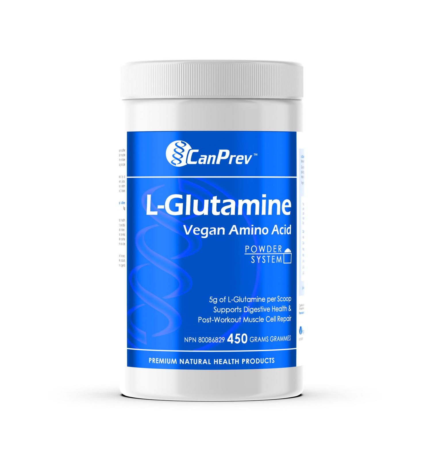 CanPrev L-Glutamine Vegan Amino Acid | Supplement for Active Lifestyles Post-Exercise Muscle Care and Overall Wellbeing Unflavored 450g Powder