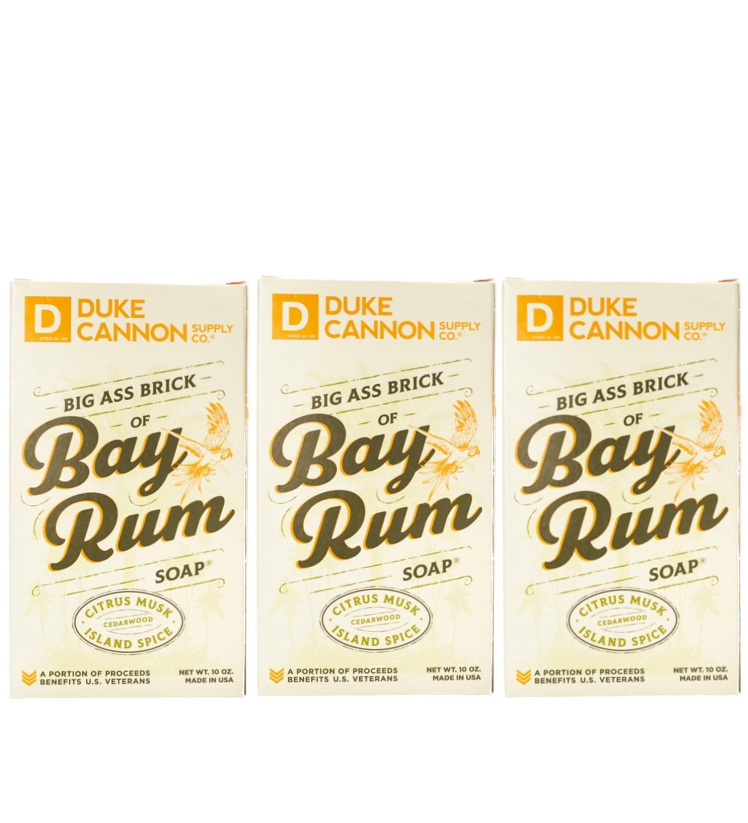 Duke Cannon Supply Co. Big Ass Brick of Soap Bar for Men Bay Rum 10 oz (3 Pack) - Citrus Musk Cedarwood Island Spice Scent, Superior Grade, Paraben-Free, All Skin Types - Buy Online on SooperMarket.com