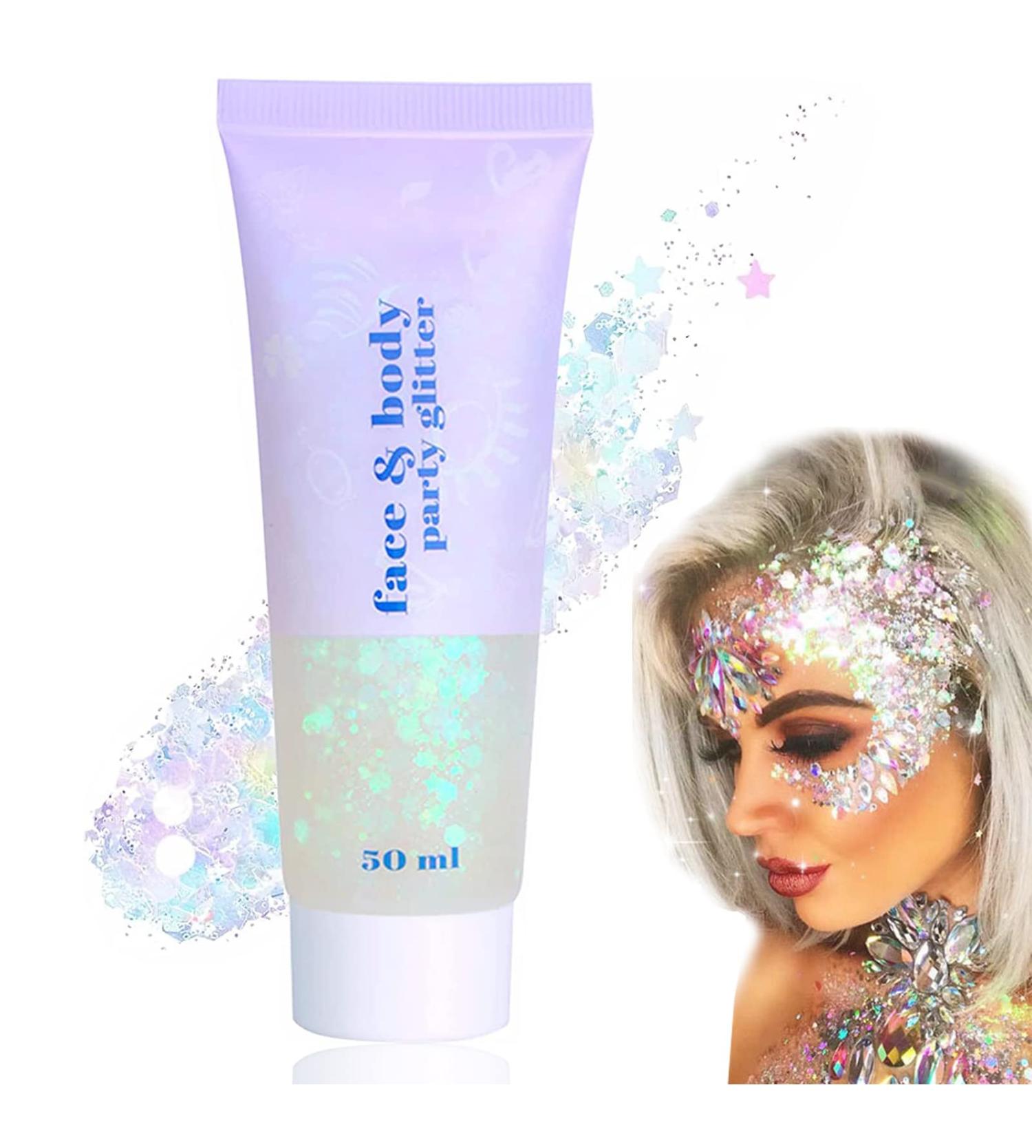 Body Glitter Gel 50ml Face Glitters Body Gel Sequins Shimmer Liquid Eyeshadow Mermaid Sequins Sparkling Chunky Body Lotion Glitter Liquid for Face Body Hair Nail DIY Makeup Decoration-Colorful#06 06#Color - Buy Online on SooperMarket.com