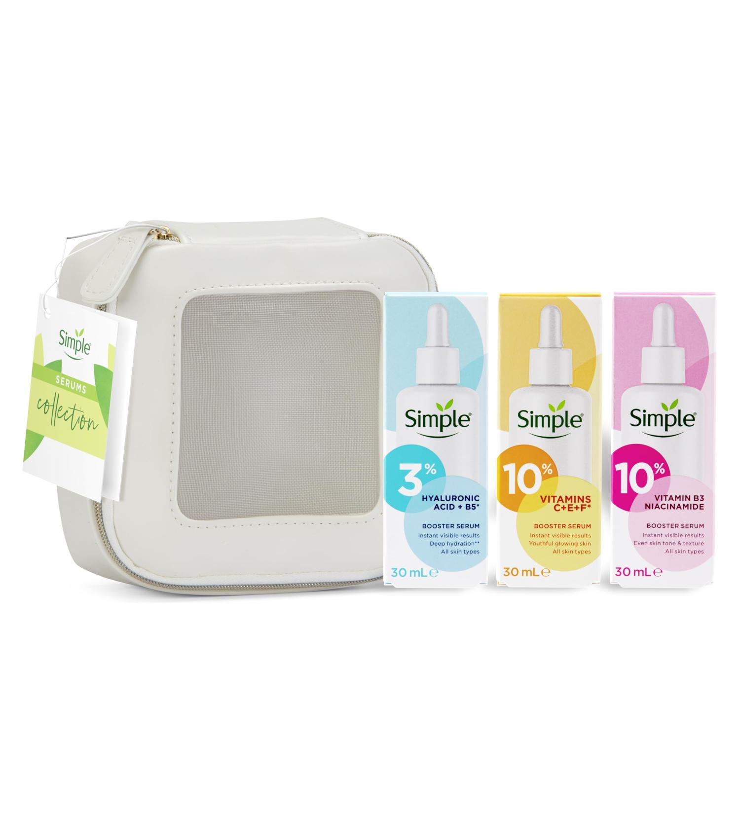 Simple Booster Serum Collection Gift Set With a Small Travel Beauty Bag Face Serums for Her 3 piece - Buy Online on SooperMarket.com