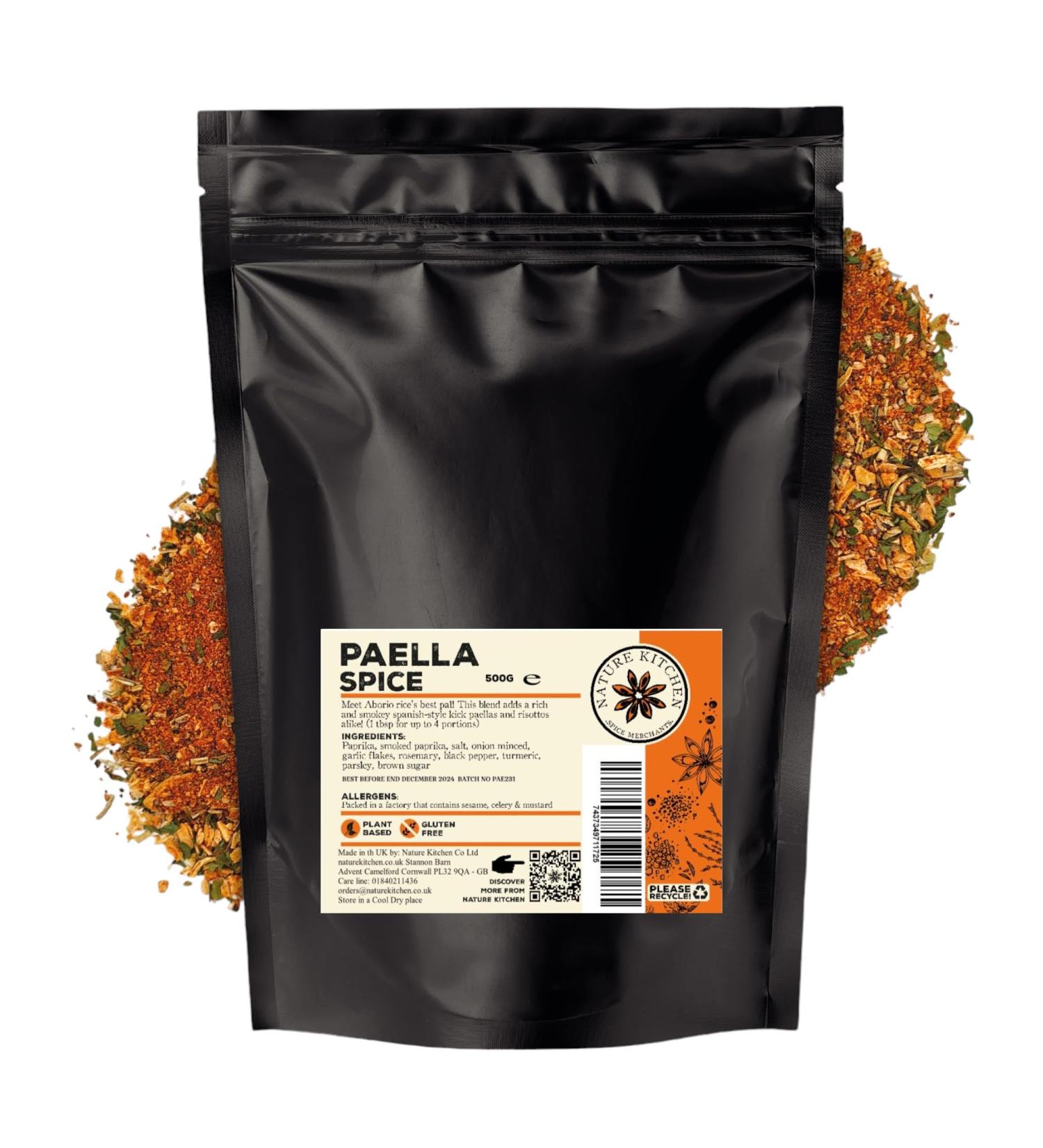 Nature Kitchen Paella Spice (Mild) 500g - Gluten-Free & Vegan Cooking Blend for Marinades, Sauces, Frying, Baking, Grilling - Large Bag of Seasoning Spices - Buy Online on SooperMarket.com
