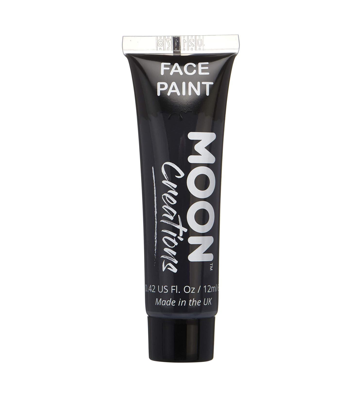 Moon Creations Black Face & Body Paint Tubes - 12ml - Ready to Use, No Flake, Cruelty Free - Made in UK - Ideal for Kids, Adults, Fancy Dress, Festivals, Halloween & More - Buy Online on SooperMarket.com